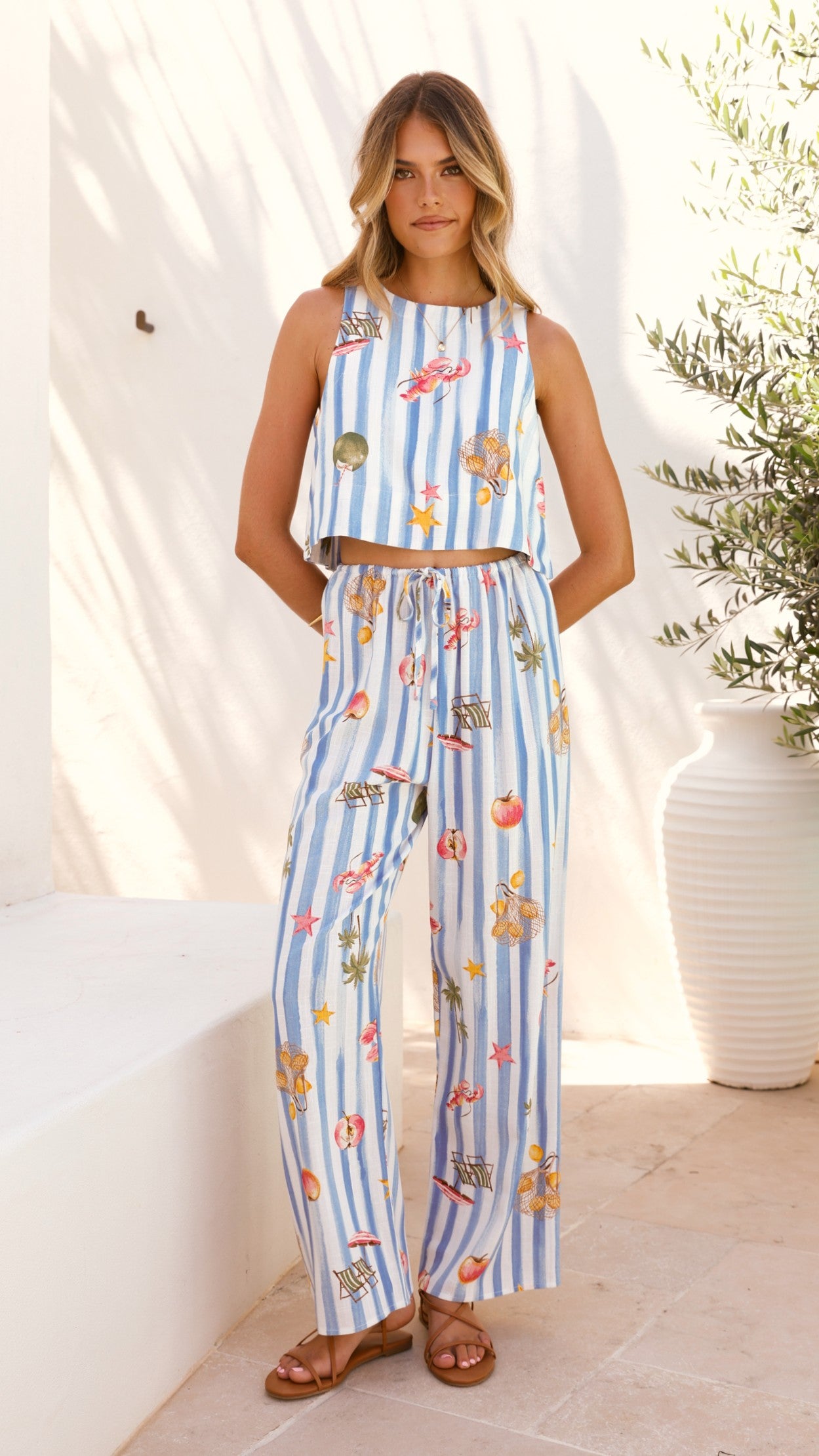 Alejandro Striped Sailor Print Pants - Stylish Nautical Trousers for Men & Women | Perfect for Beach Outings, Summer Vacations & Casual Wear