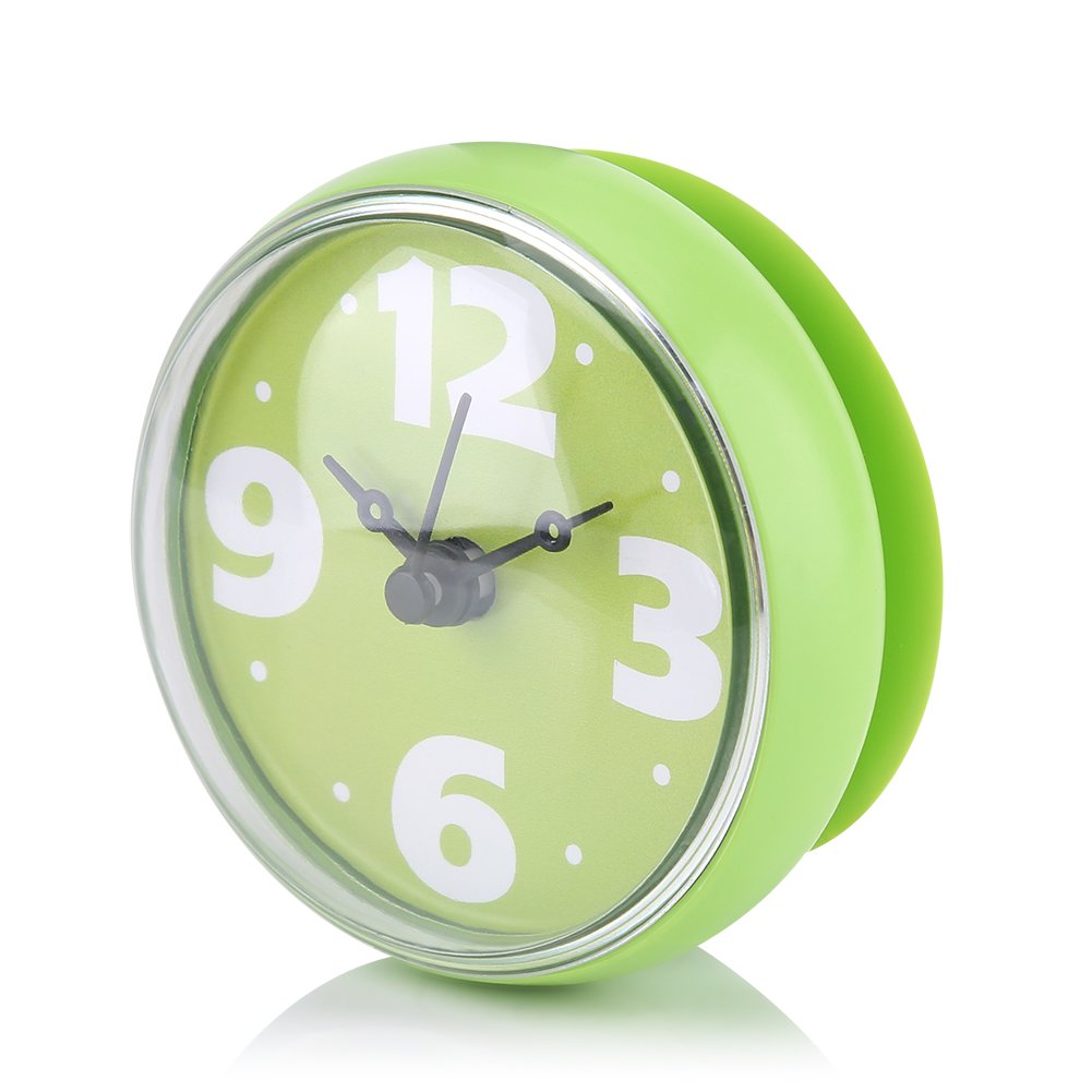 Waterproof Round Suction Wall Mirror with Shower Timer - Mini Bathroom Accessories for Kids, Cartoon Design (Green) | Perfect for Bath Time Fun & Kids' Room Decor