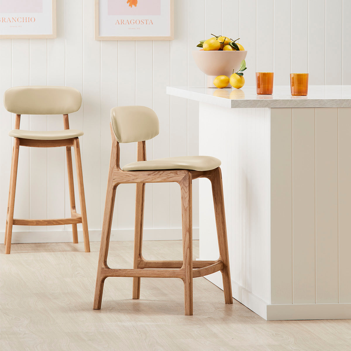 Premium Alaska Leather Bar Stool - Handcrafted Genuine Leather Counter Height Stool for Kitchen Island, Home Bar & Dining Room - Modern Rustic Decor with Adjustable Height & Comfortable Backrest