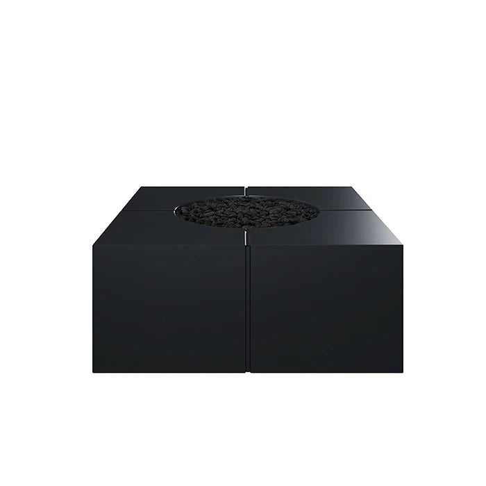Bloq Square Fire Pit Table - Outdoor Gas Fire Pit with Lava Rocks, Perfect for Patio, Backyard, and Garden Gatherings