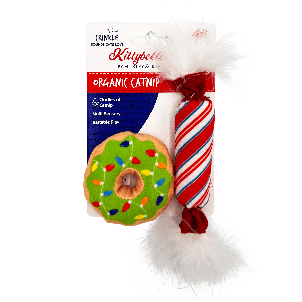 Huxley & Kent Lit Donut & Peppermint Candy Cat Toy - Interactive Play for Kittens, Fun Chew Toy for Indoor Cats, Perfect for Playtime and Training