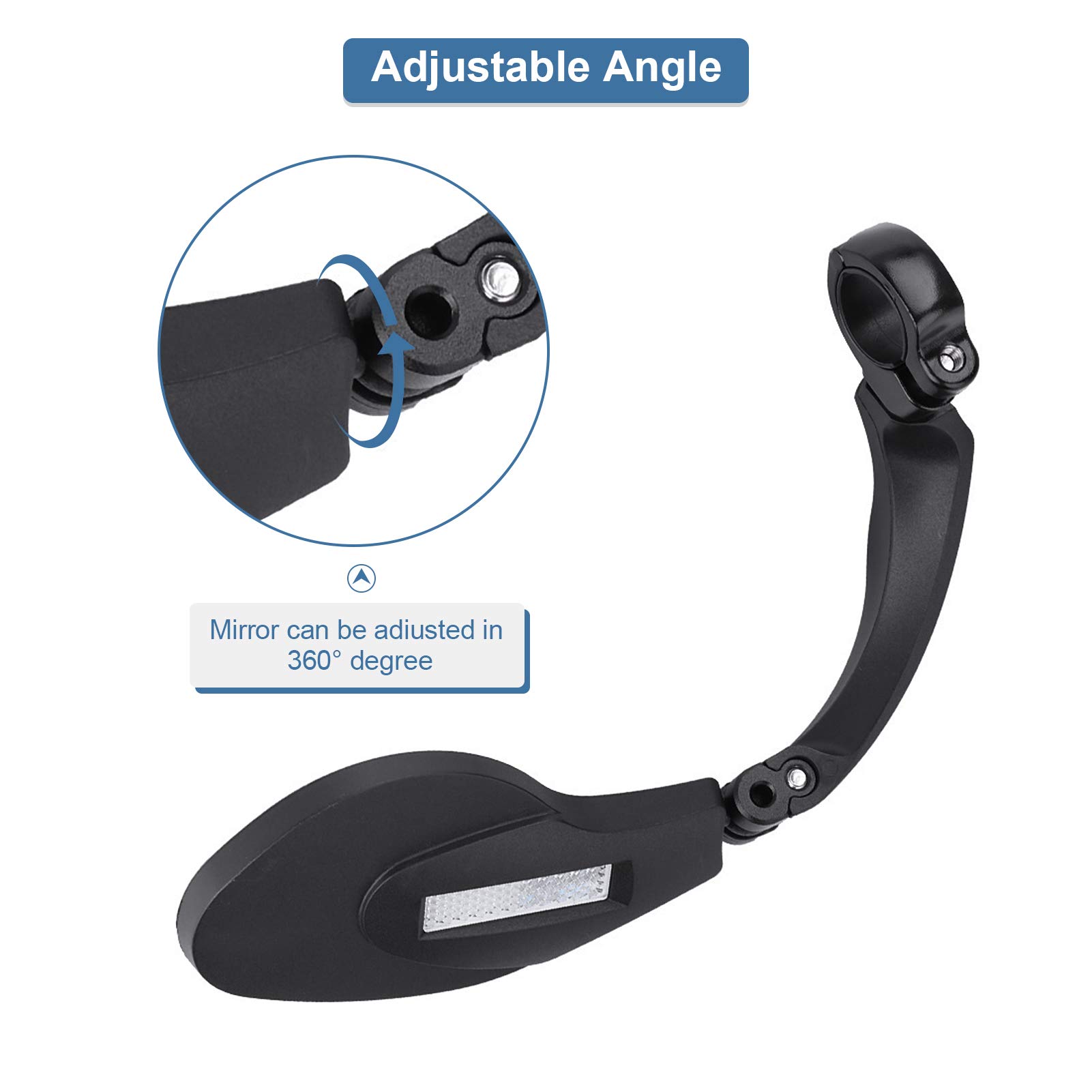360° Adjustable Rotatable Bike Handlebar Mirror - Rear View Safety Mirror for Mountain & Road Bicycles - Perfect for Cycling Commuting & Outdoor Adventures