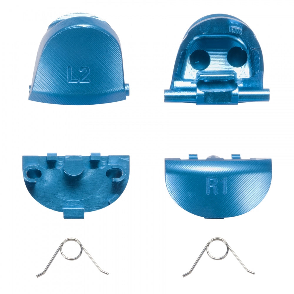 eXtremeRate Metal Blue Buttons & Triggers Kit for PS4 Controller - Custom R1 L1 R2 L2 Replacement Parts | Perfect for Gaming, Modding & Controller Repair