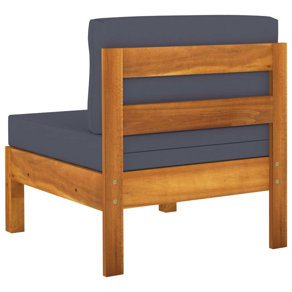 3-Piece Acacia Wood Patio Conversation Set with Dark Gray Cushions - Outdoor Lounge Sofa for Garden, Lawn, Porch & Backyard | Perfect for Relaxing, Entertaining & Sunbathing