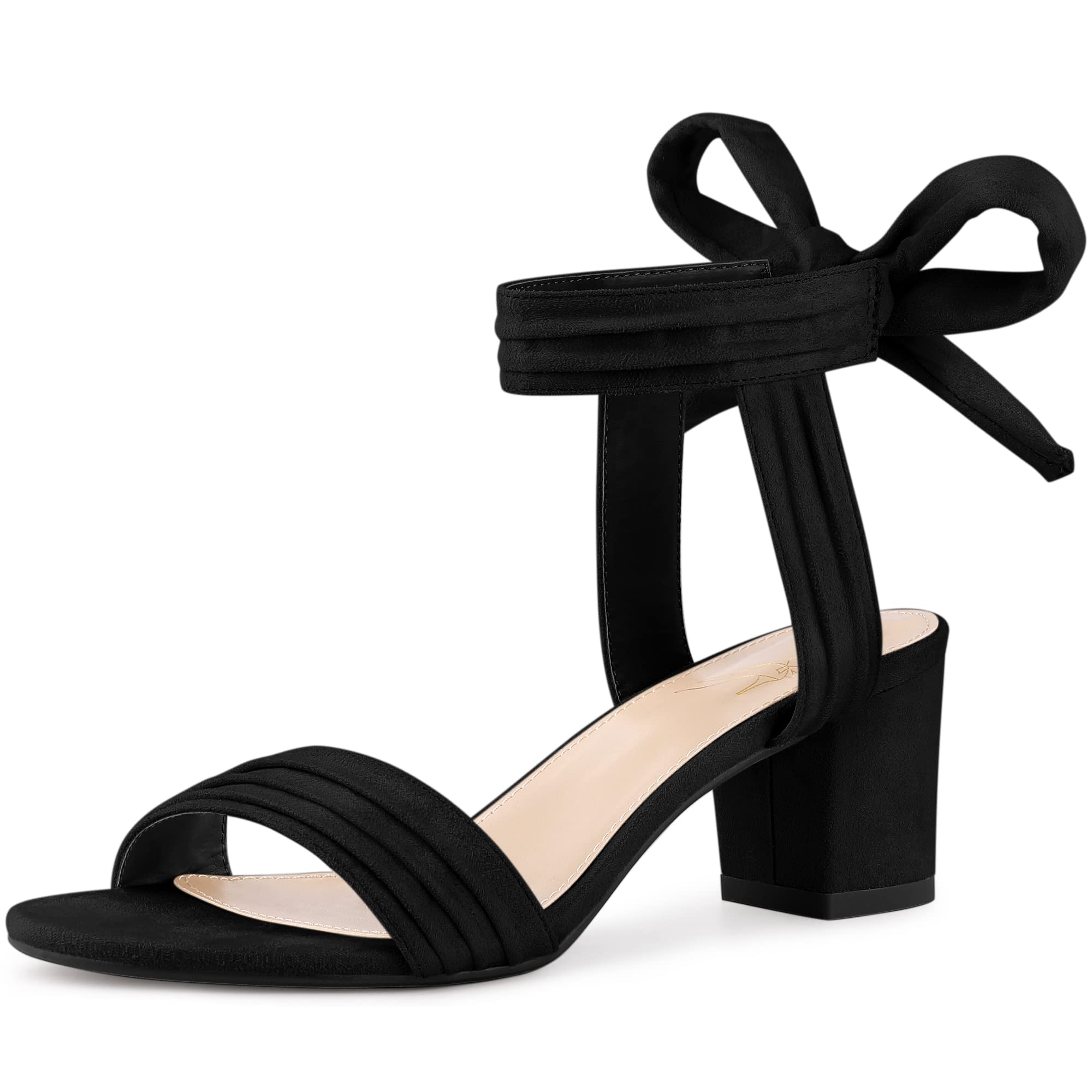 Perphy Women's Pleated Open Toe Lace Up Chunky Heel Sandals - Fashionable Summer Shoes for Parties, Weddings & Date Nights