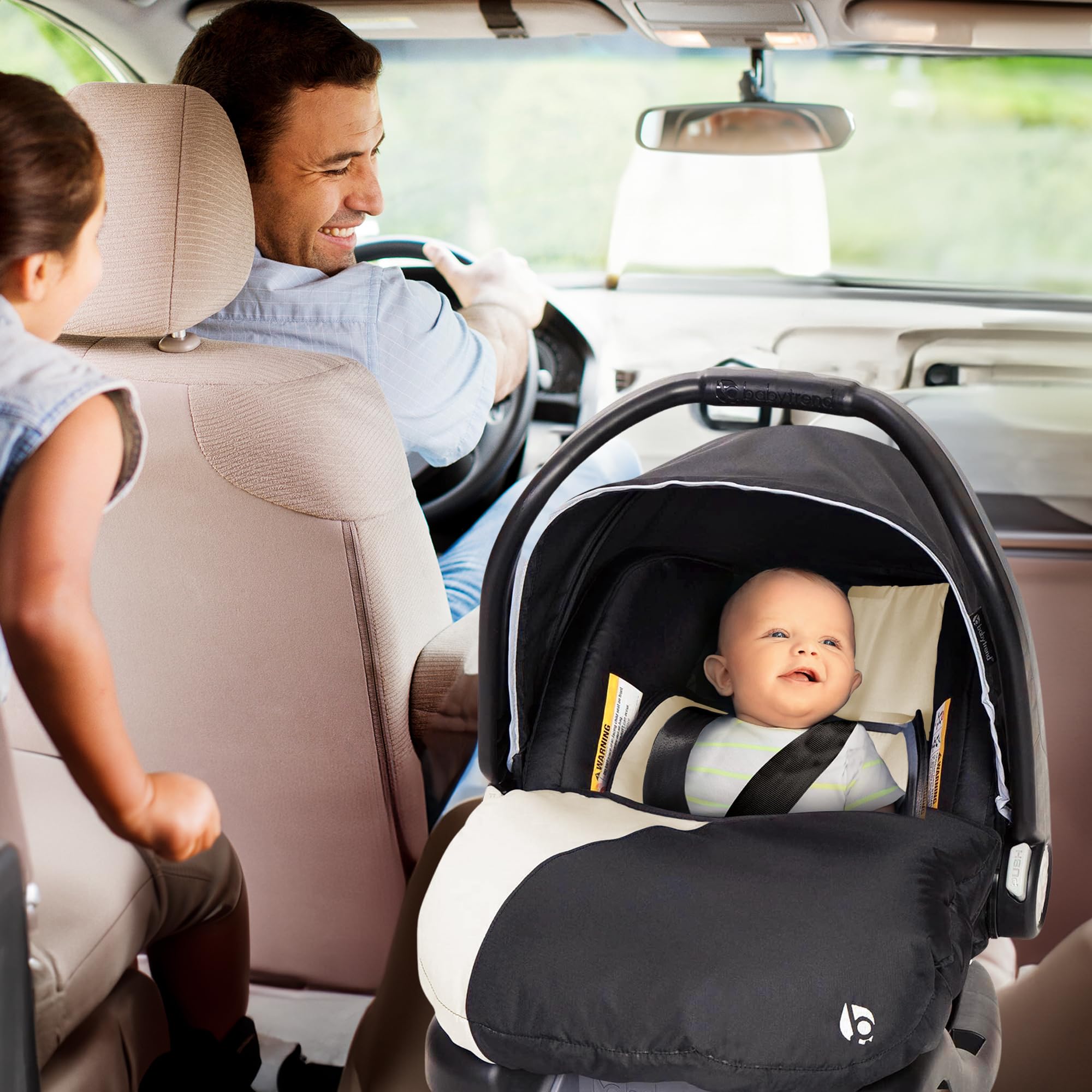 Baby Trend Ally Newborn Infant Car Seat Carrier Travel System - 5-Point Harness & Cozy Cover for Babies Up to 35 lbs (Modern Khaki) | Safe & Comfortable for Car Rides, Air Travel & Daily Use