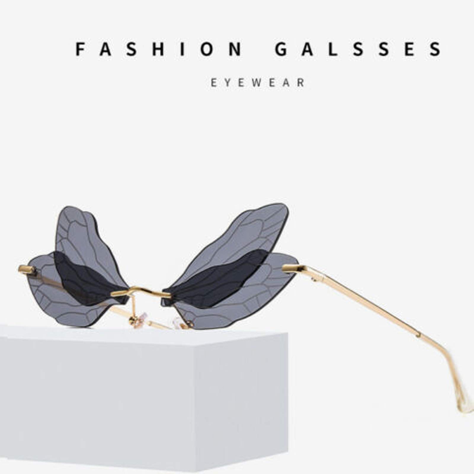 LCYBEM 2024 Fashion Sunglasses for Women & Men - Butterfly & Dragonfly Design Metal Frame UV400 Protection Rimless Party Eyewear - Perfect for Outdoor Activities, Beach Vacations & Summer Fashion