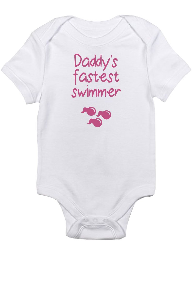 Daddy's Fastest Swimmer Girls T-Shirt - Funny Swim Team Apparel for Kids - Cute & Comfortable Cotton Tee - Perfect for Swim Meets, Pool Parties & Summer Activities