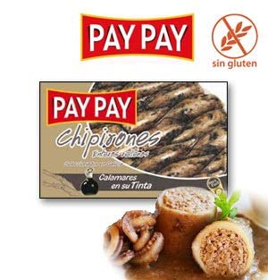 Premium Stuffed Squids in Ink Sauce - Chipirones Rellenos en su Tinta - 4oz Canned Seafood (Pack of 25) - Perfect for Tapas, Paella & Gourmet Cooking
