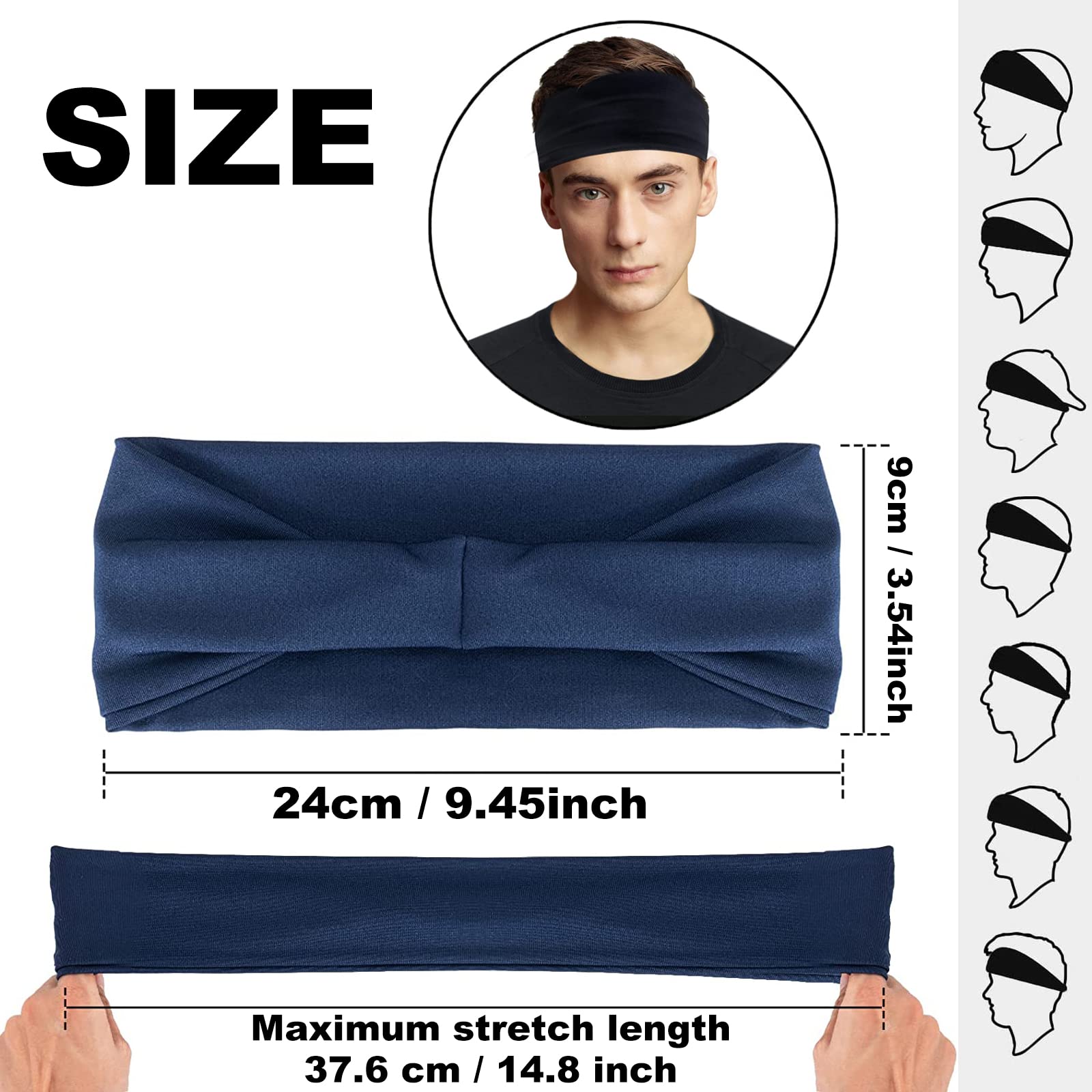 5-Pack Moisture-Wicking Sports Headbands for Men & Women - Breathable Quick-Dry Elastic Head Sweatbands for Running, Cycling, Yoga, Tennis, Basketball & Gym Workouts - Stay Cool During Intense Exercise & Outdoor Activities