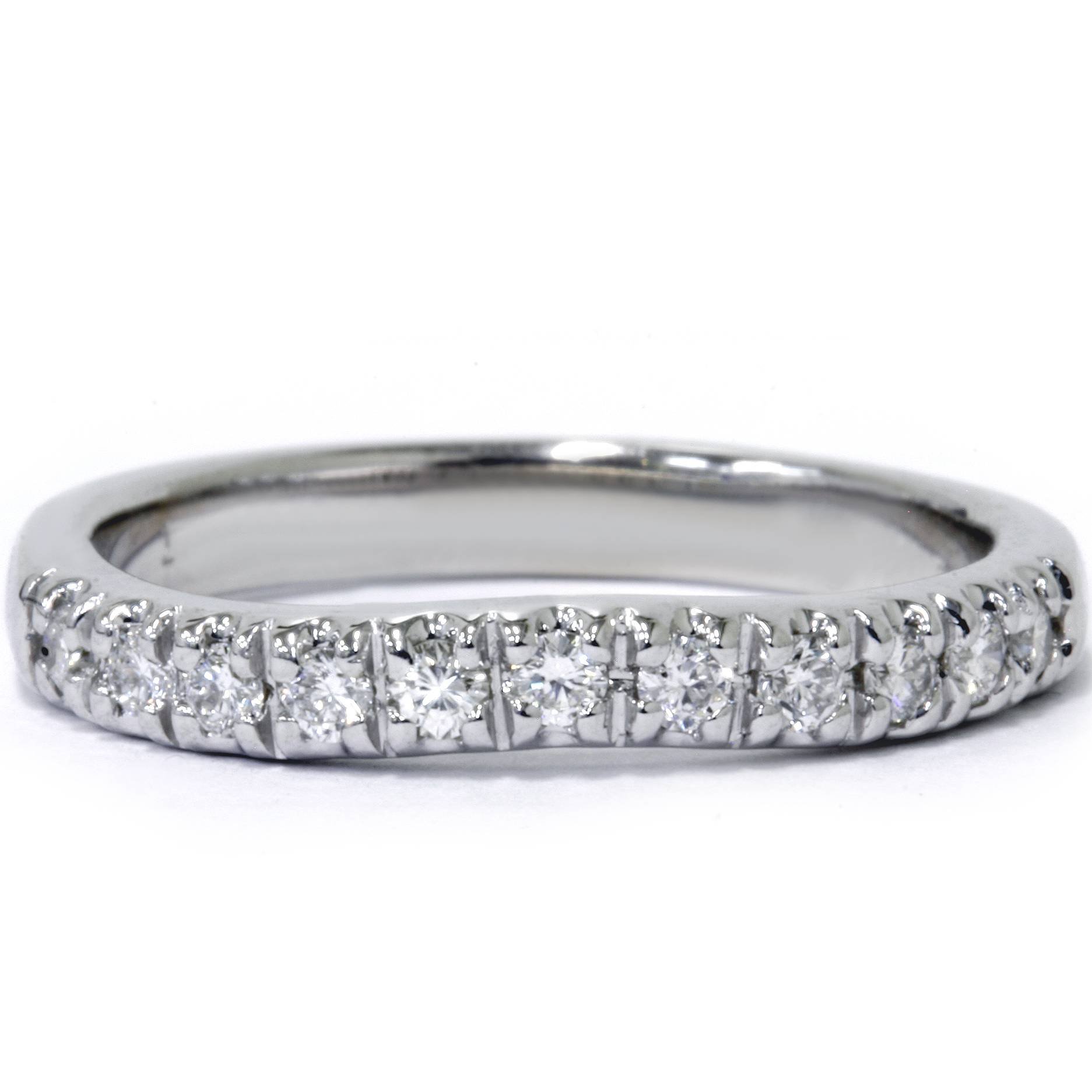 14K White Gold 1/4 Carat Diamond Curved Wedding Ring for Women - Elegant Bridal Jewelry, Engagement Gift & Anniversary Present