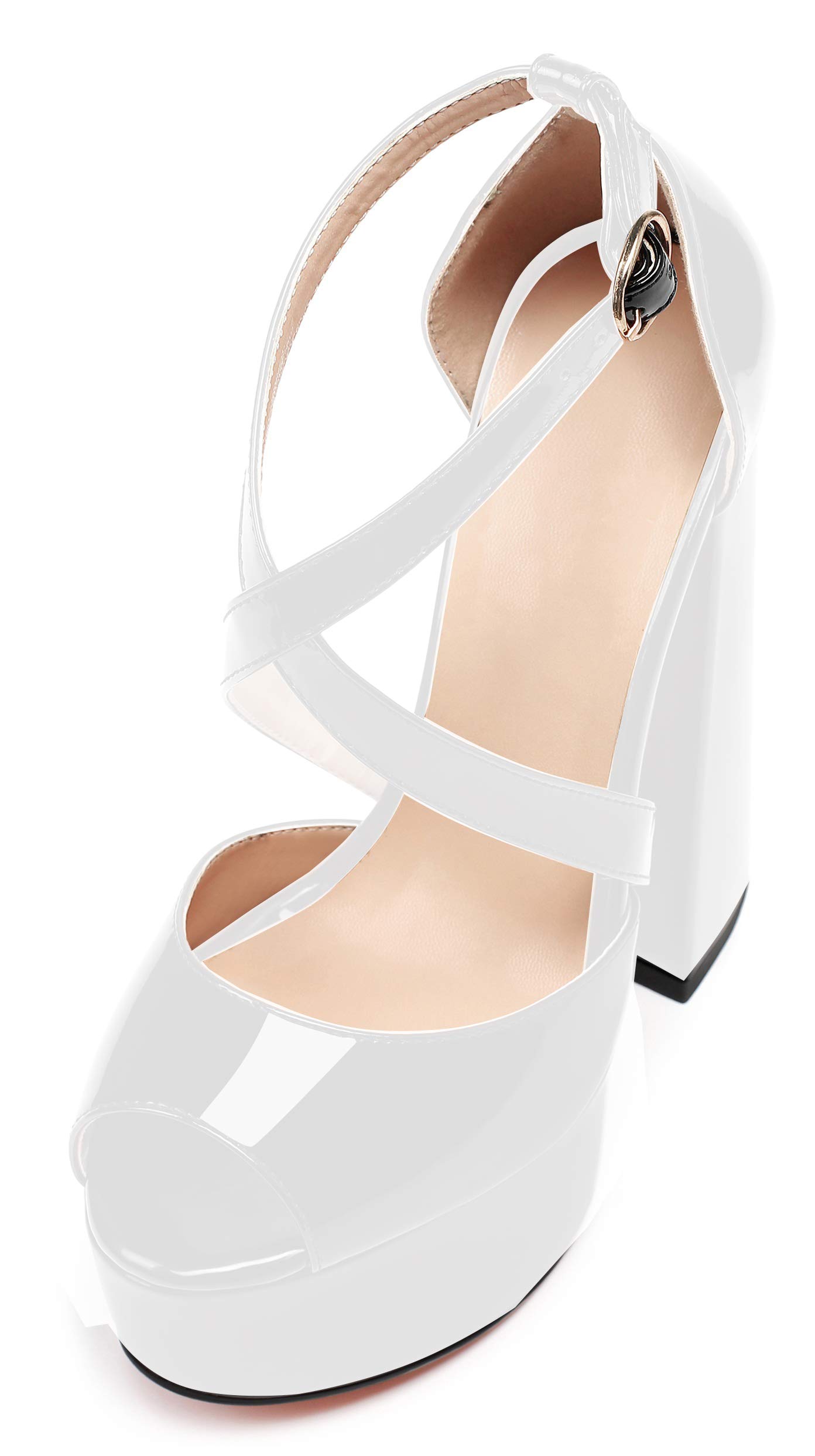 Eldof Women's Platform Sandals - Crisscross Peep Toe High Heels with 6