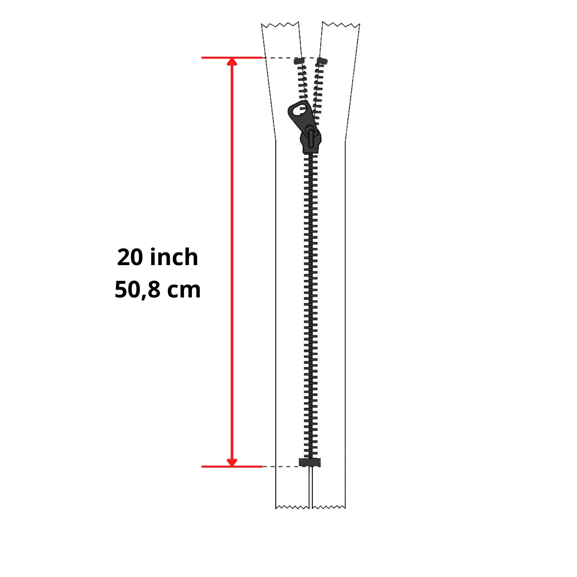 20 Inch Heavy Duty Metal Zipper - White & Gold Brass Separating Zippers for Sewing, Crafts, DIY Projects | Perfect for Jackets, Bags, and Outdoor Gear