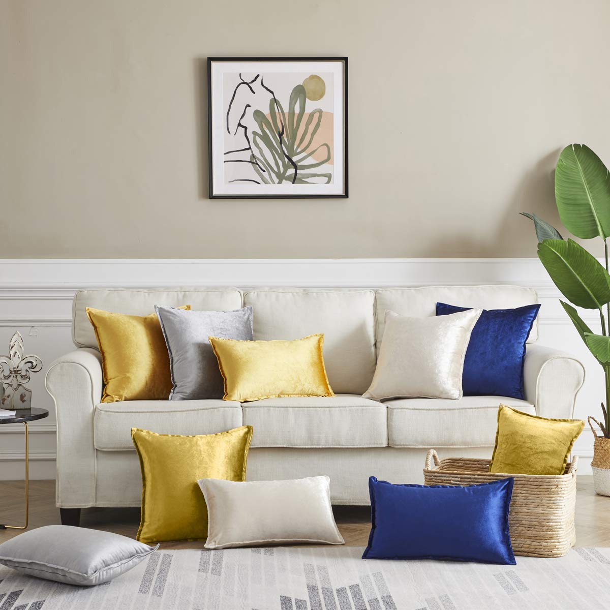 Luxury Gold Velvet Decorative Throw Pillow Covers 24x24 Inch - Soft Square Couch Sofa Pillow Covers Set of 2 for Living Room, Bedroom & Home Decor - Elegant & Stylish Accent Pillows for Sofa, Bed, Chair