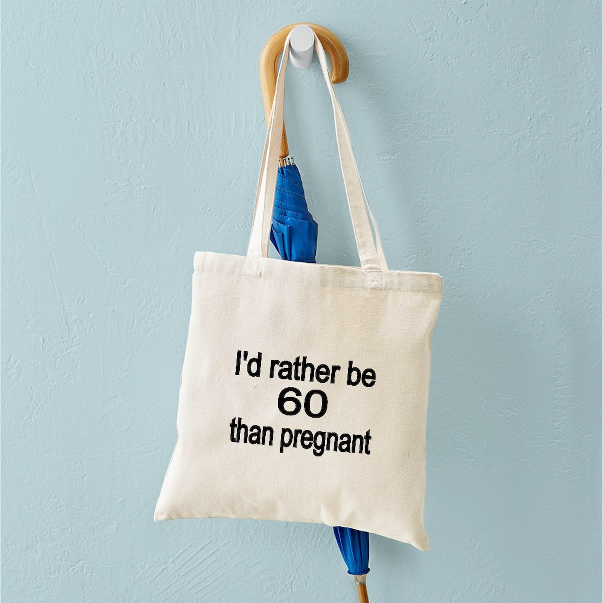 60th Birthday Gift Tote Bag - Natural Canvas Reusable Shopping Bag for Women - Funny 'I'd Rather Be 60 Than Pregnant' Design - Perfect for Groceries, Beach Trips & Daily Use