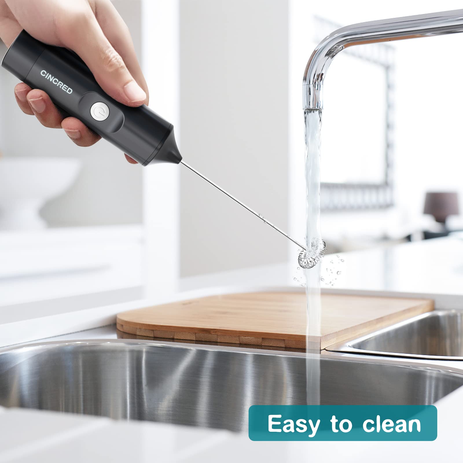Electric Milk Frother Handheld - Battery Operated Mini Whisk for Coffee, Latte, Cappuccino, Hot Chocolate | Foam Maker & Drink Mixer | Perfect for Home, Office & Travel (Black)