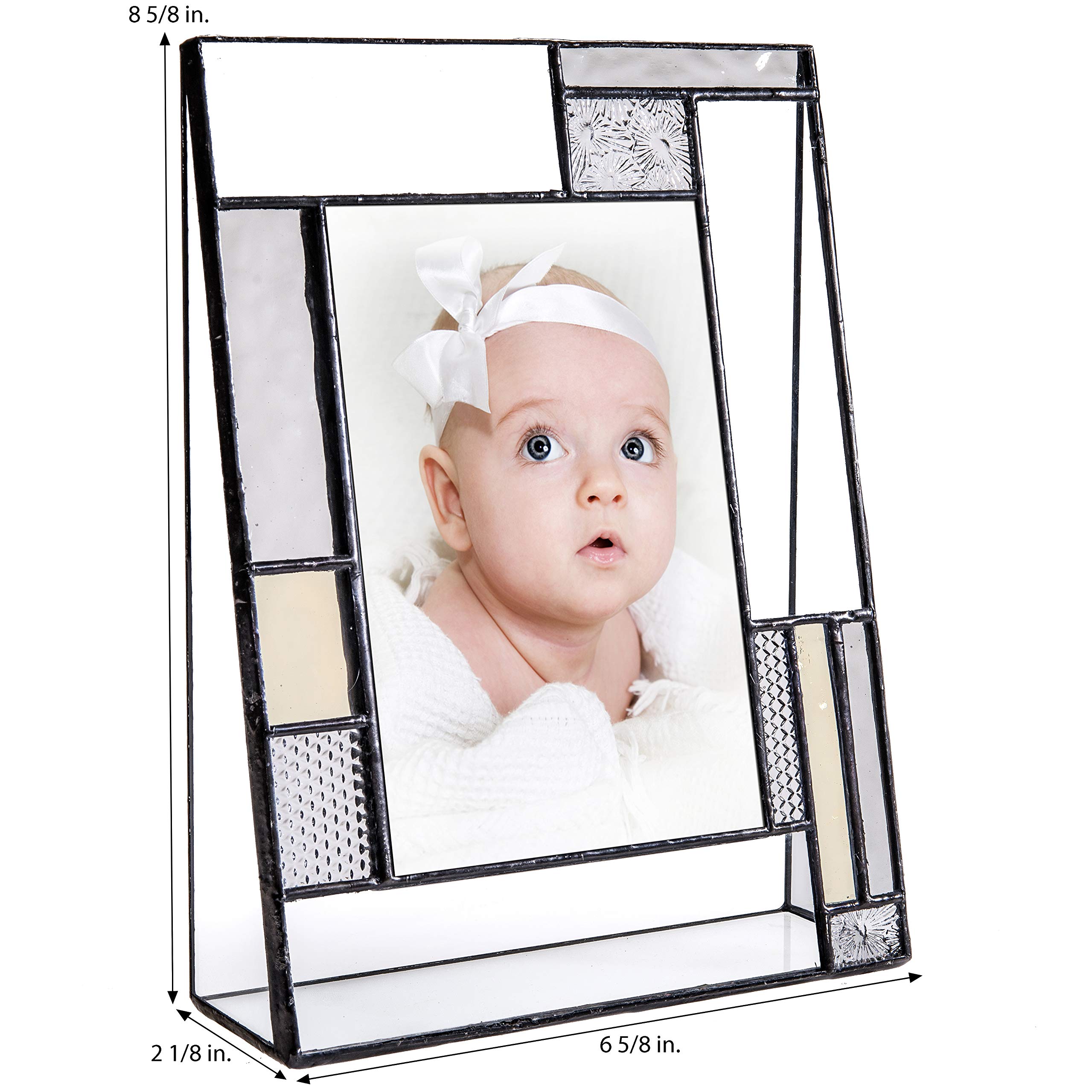 Personalized Baby Picture Frame - Grey & Yellow Engraved Glass 4x6 Photo Frame - Nursery Decor - Newborn Gift for Boys & Girls - Perfect for Baby Showers, Christenings & First Birthday Presents - J Devlin Pic 392-46V EP629 (4x6 Vertical)