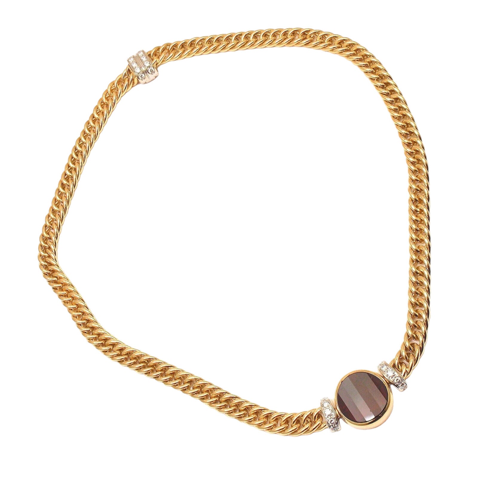 Authentic Pomellato 18K Yellow Gold Diamond & Fancy Cut Garnet Necklace (70g) - Luxury Jewelry for Weddings, Anniversaries & Special Occasions