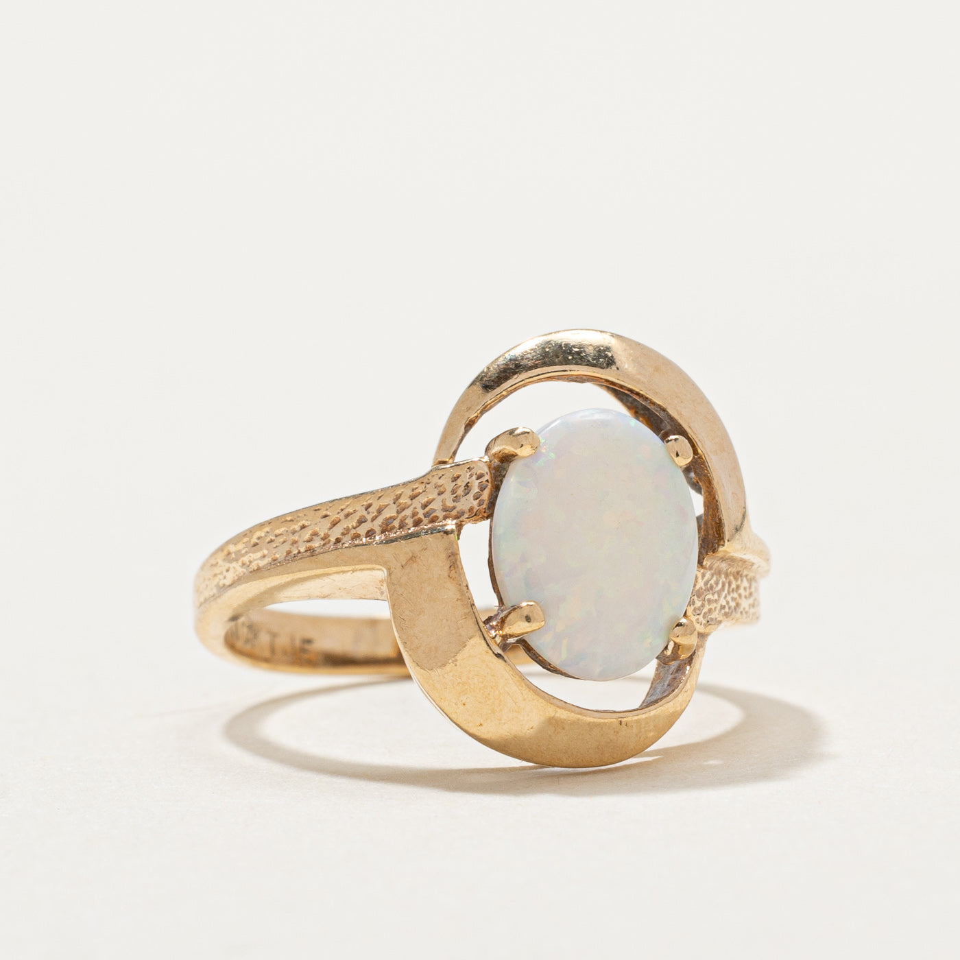 10K Oval Opal Openwork Ring - 0.60ct Natural Opal Gemstone - Size 3.5 - Dainty Women's Jewelry Gift for Birthday, Anniversary & Special Occasions