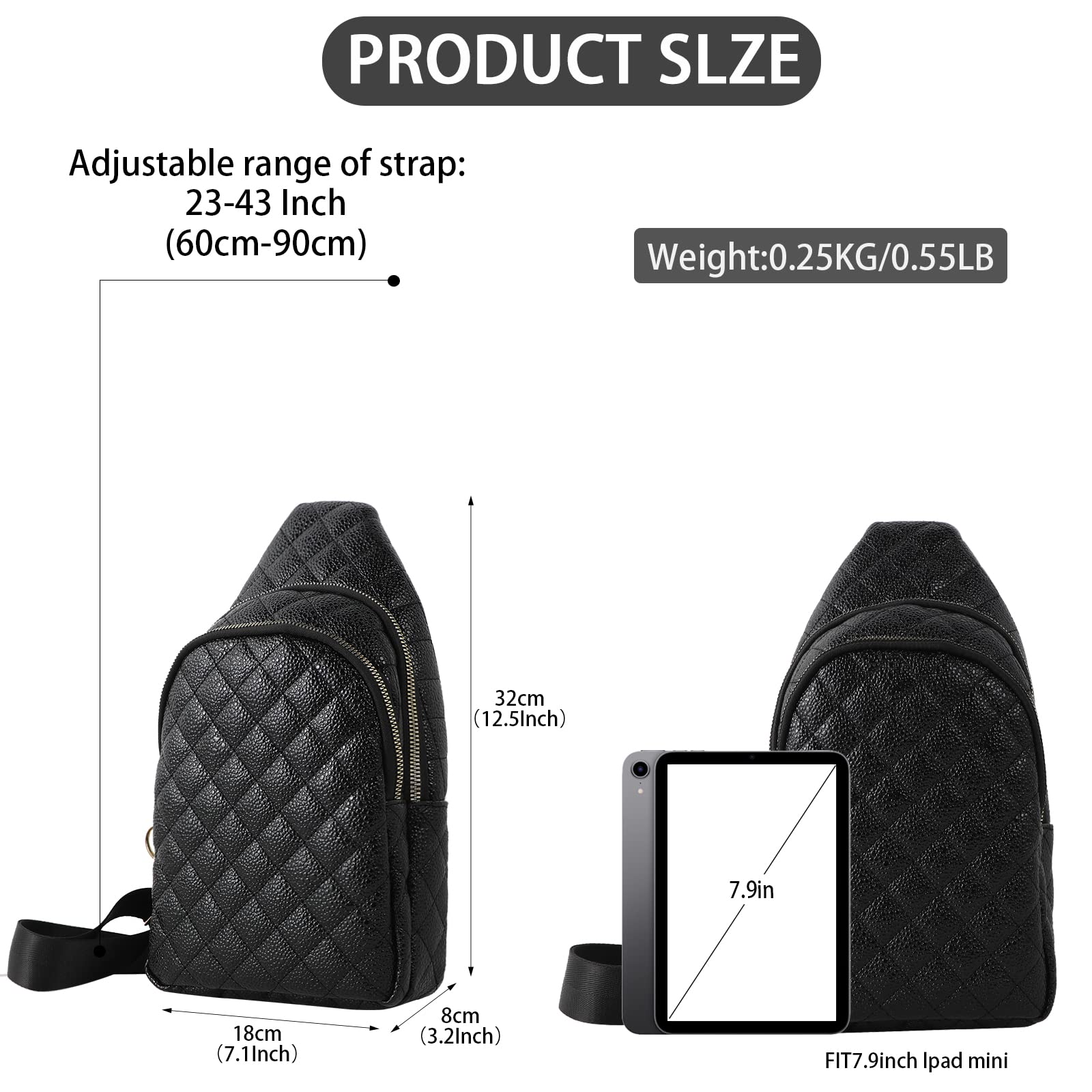 Women's PU Leather Quilted Crossbody Sling Backpack - Stylish Shoulder Bag for Cycling, Hiking, Travel & Daily Use - Perfect for Work, School & Outdoor Adventures