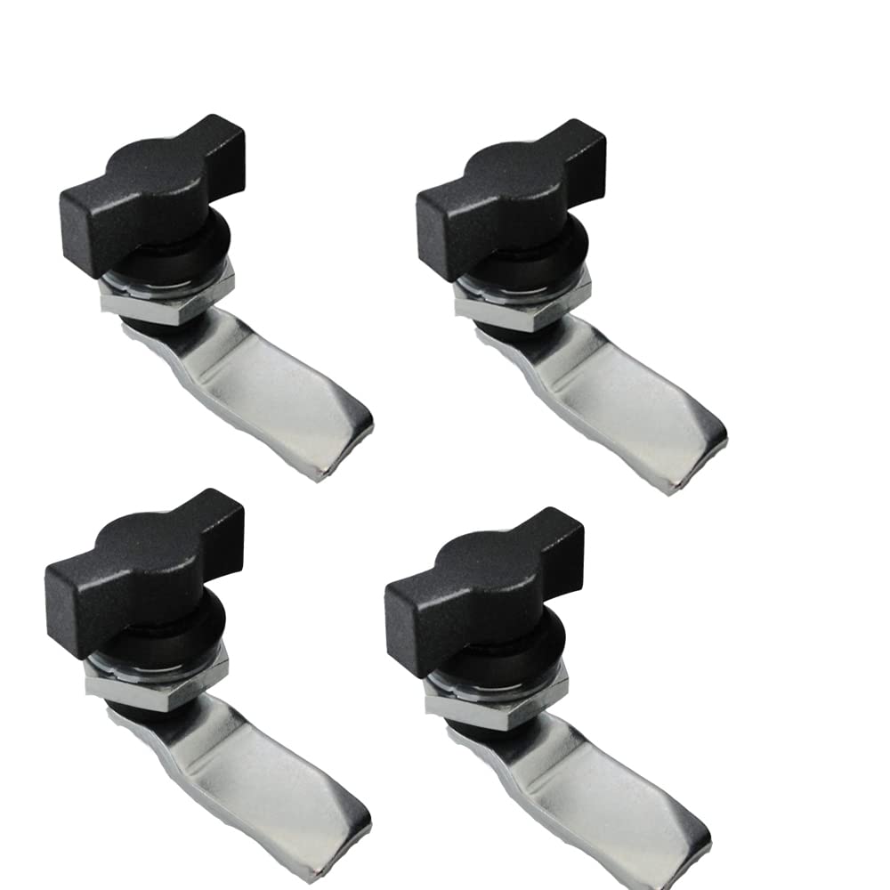 4-Piece Black Thumb Operated Offset Cam Lock Set for Machine Cabinets & Drawers - Secure & Easy to Install for Home, Office & Workshop Use