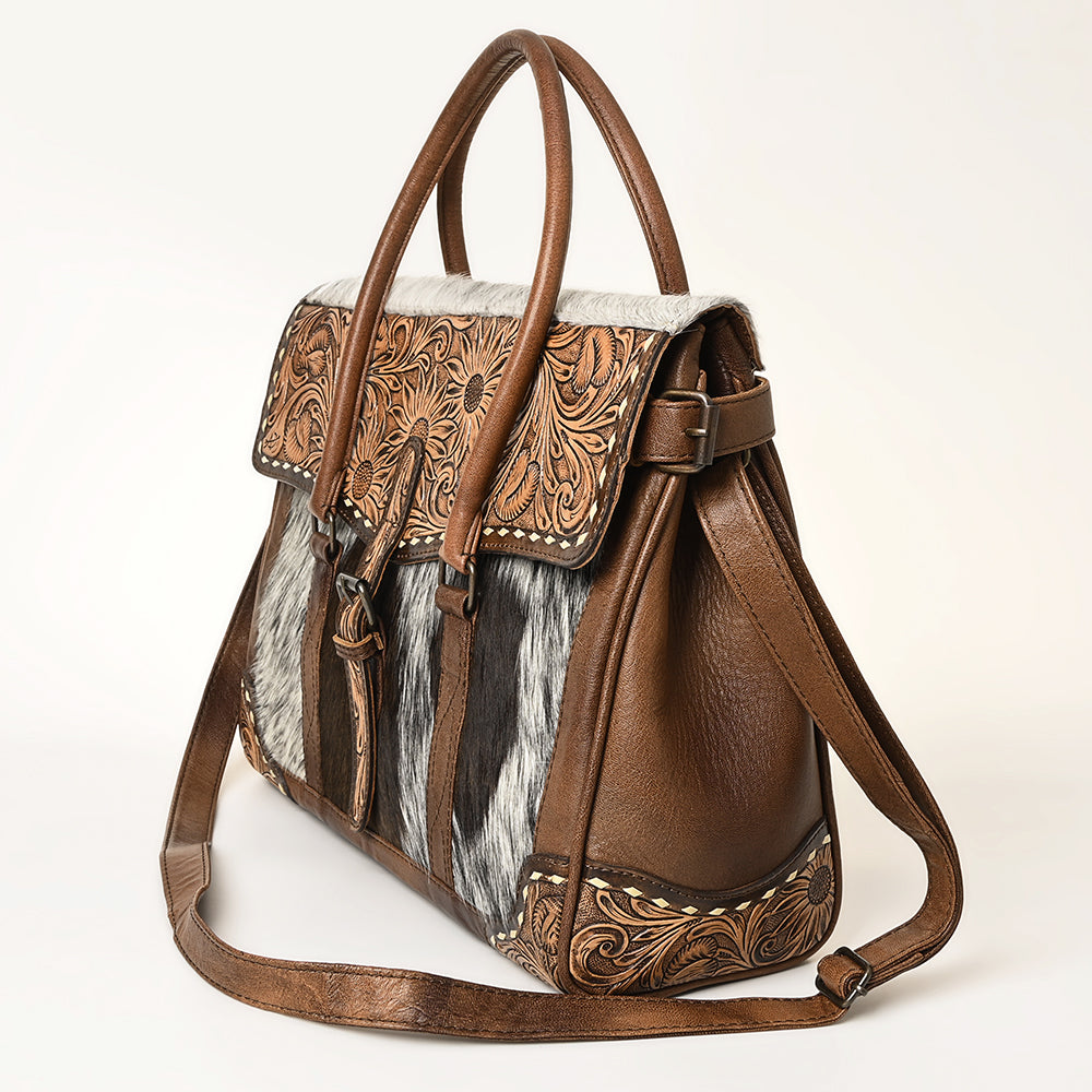American Darling ADBG1397 Genuine Leather Crossbody Bag for Women - Western Style Hair-On Tooled Handbag Purse - Perfect for Casual Outings, Travel & Everyday Use