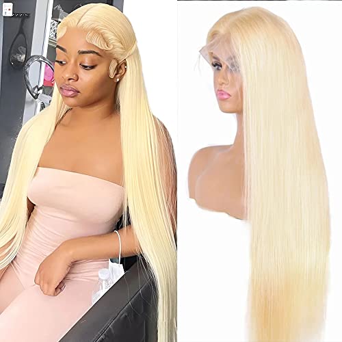 613 Blonde Lace Front Wig Human Hair Straight 13x6 Glueless HD Frontal with Baby Hair - Pre Plucked 150% Density 24 Inch - Perfect for Black Women, Cosplay, Daily Wear & Special Occasions