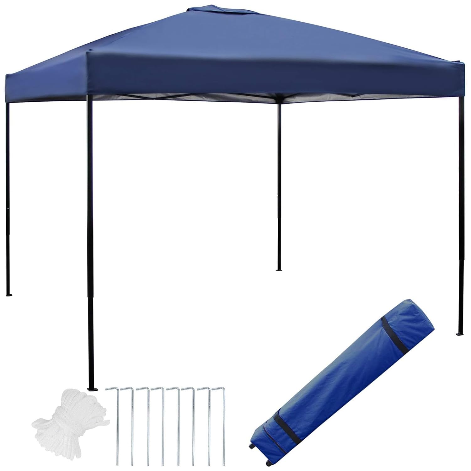 Blissun 10x10 FT Portable Pop Up Canopy Tent - Waterproof Outdoor Instant Shelter with Carry Bag, UV Protection & Sturdy Frame for Beach, Camping, Picnics, Parties & Backyard Events (Blue)