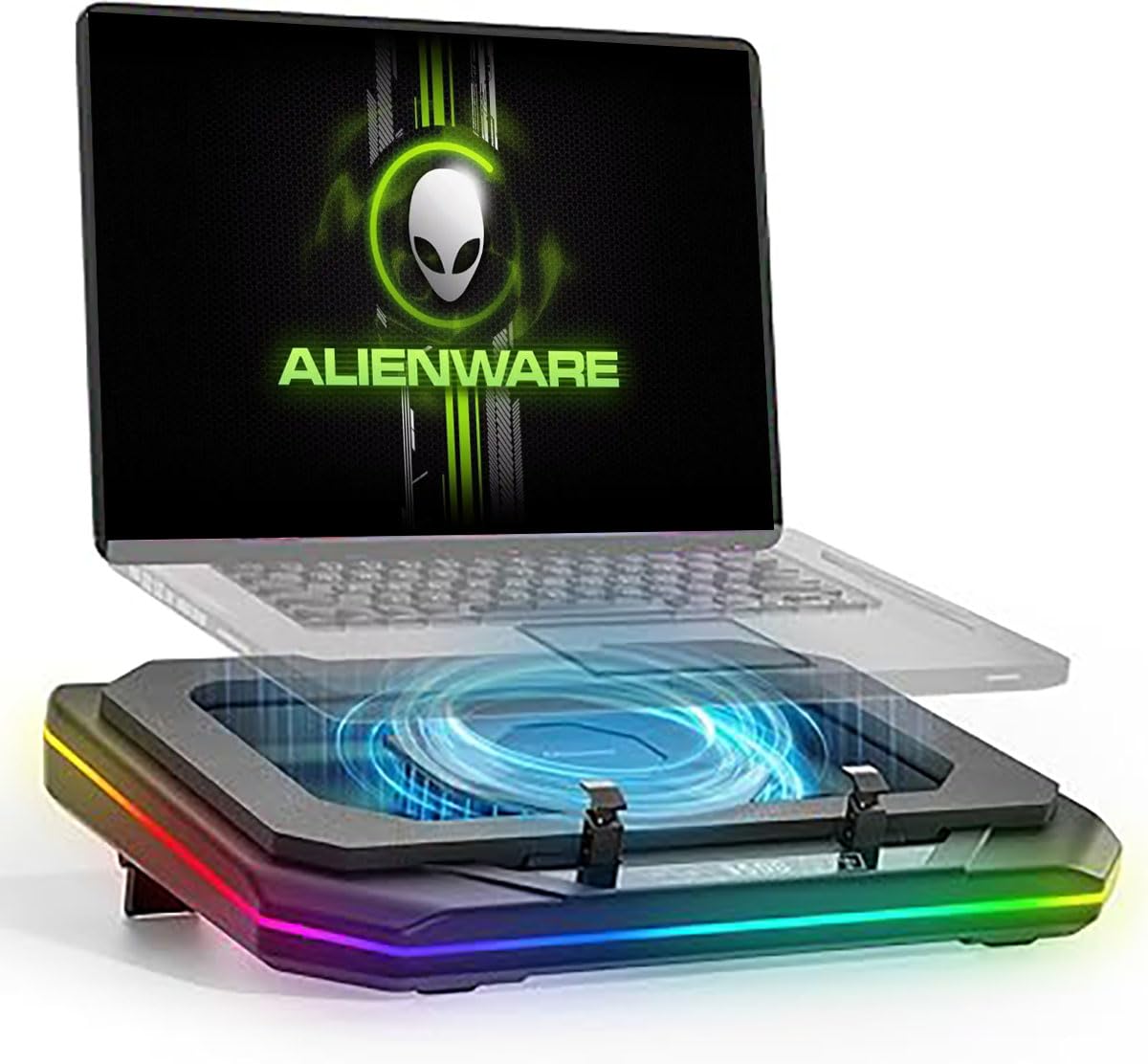 Alienware m18 R2 R1 Cooling Pad - 18 Inch Laptop Cooler with Turbo Fan & 6 RGB Lighting Modes for Dell Gaming Laptops | Fast Heat Dissipation for Enhanced Gaming Performance | Perfect for Long Gaming Sessions & Intensive Workloads