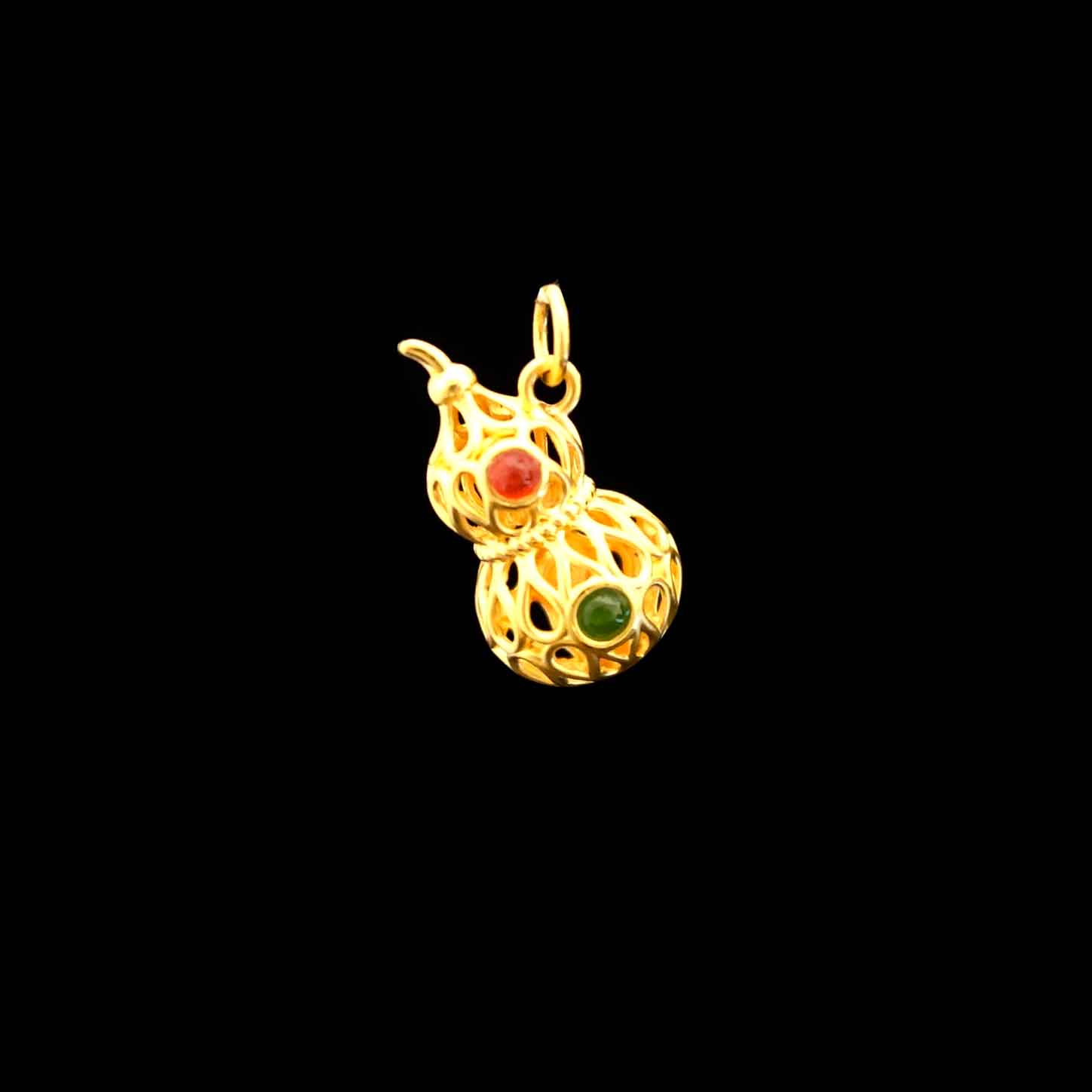 24K Gold Nephrite Jade Hulu Pendant with Enamel - Elegant Necklace for Women, Perfect Gift for Birthday, Anniversary & Special Occasions