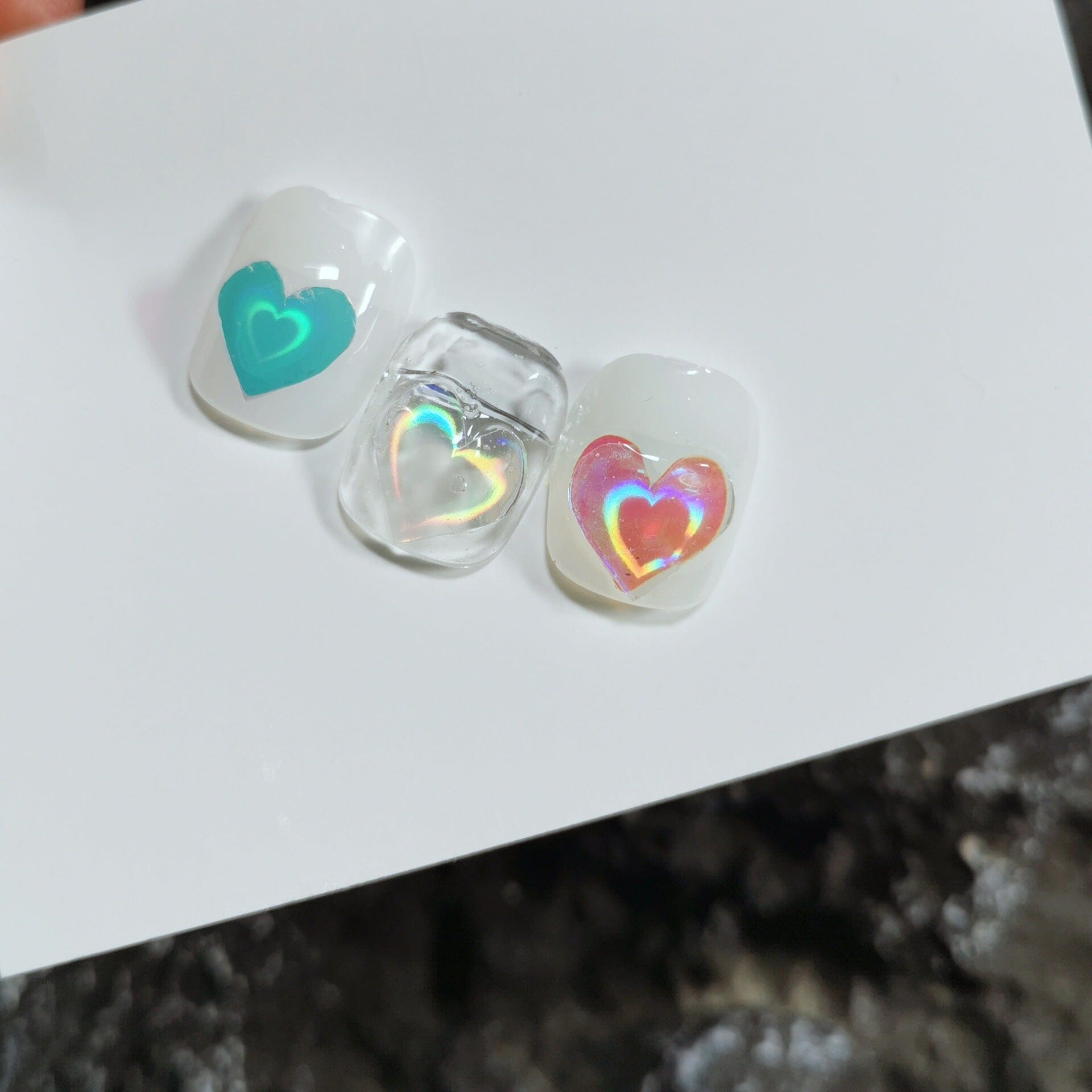 Colorful Heart Nail Stickers - Transparent Waterproof Nail Decals for Women - Perfect for Valentine's Day, Parties & DIY Nail Art