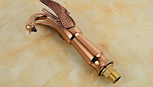 Elegant Swan Rose Gold Single Handle Vessel Sink Faucet for Modern Bathroom Vanity - Perfect for Powder Room, Master Bath, and Luxury Home Decor