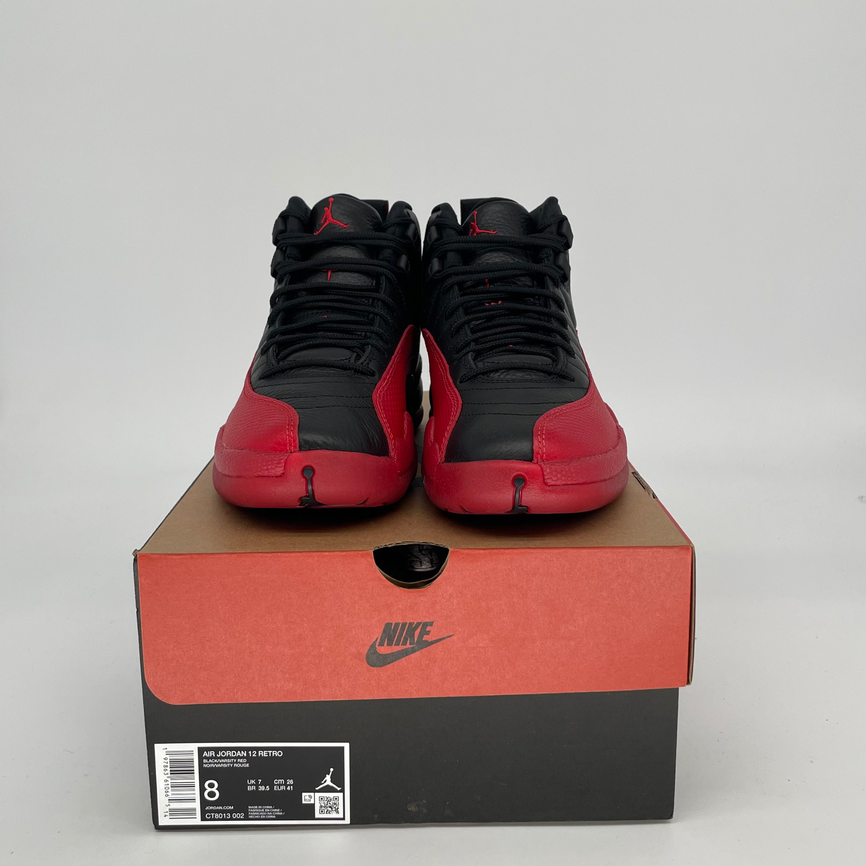 Original Air Jordan 12 Retro 'Flu Game' Basketball Shoes - Men's Size 8 / Women's Size 9.5W (Black/Varsity Red) CT8013-002 - Perfect for NBA Games, Streetwear & Sneaker Collection