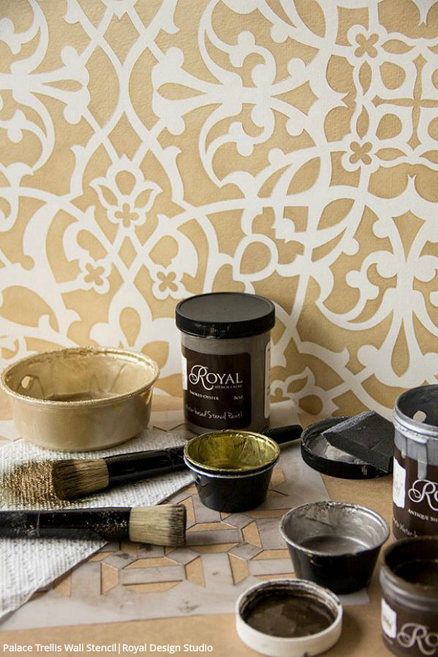 Palace Trellis Moroccan Wall Stencil - DIY Home Decor, Arabic Pattern Template for Painting, Wall Art, Furniture & Crafts - Perfect for Bedroom, Living Room, and Boho Style Interior Design