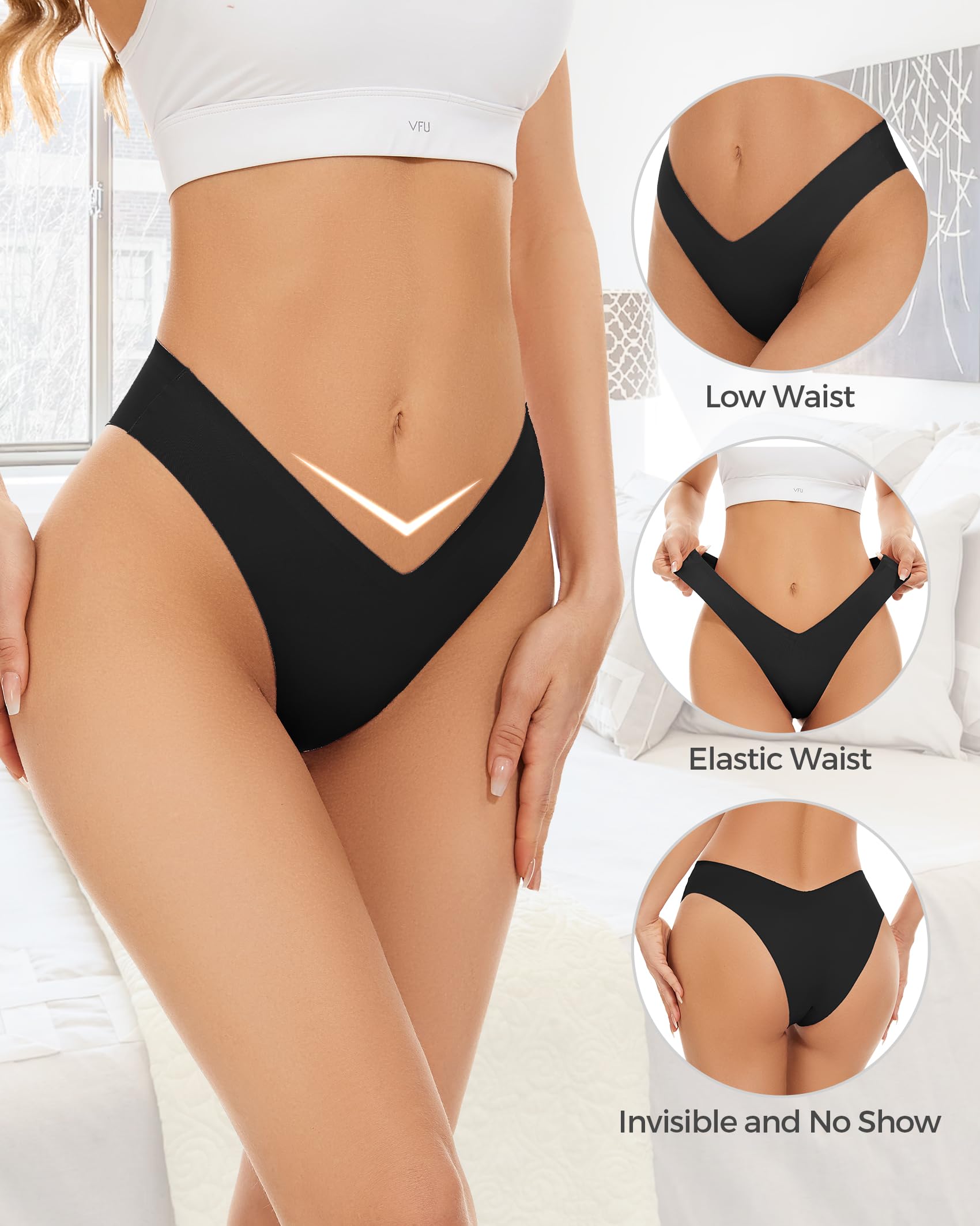 Seamless Cheeky Underwear for Women - Breathable Stretch V-Waist No Show Bikini Panties Invisible Hipster 6 Pack (S-XL) | Perfect for Yoga, Workout & Everyday Comfort Wear