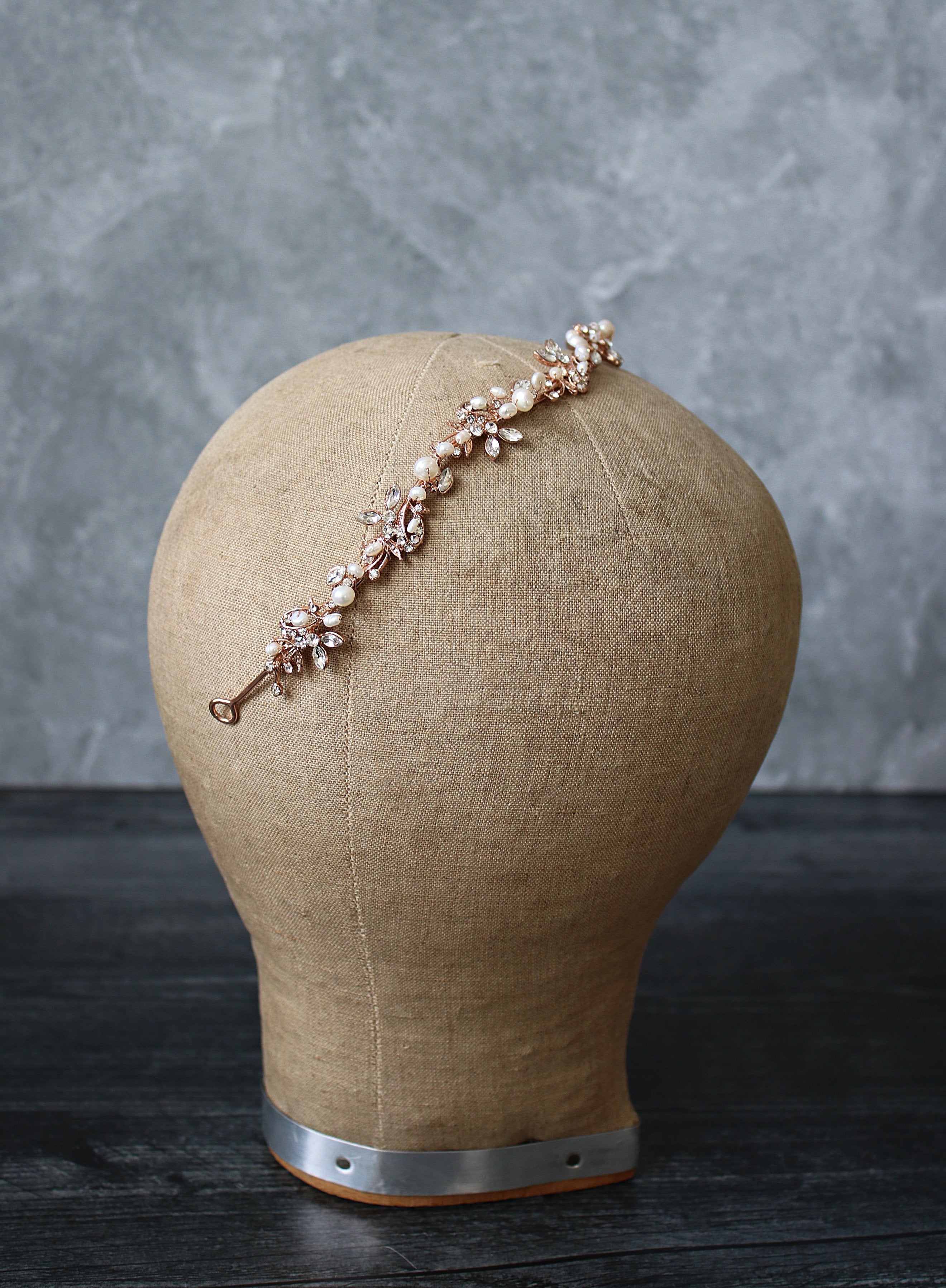 ABIGAIL Freshwater Pearl Crystal Headband for Brides - Elegant Wedding Hair Accessory for Bridal Shower, Ceremony & Special Occasions