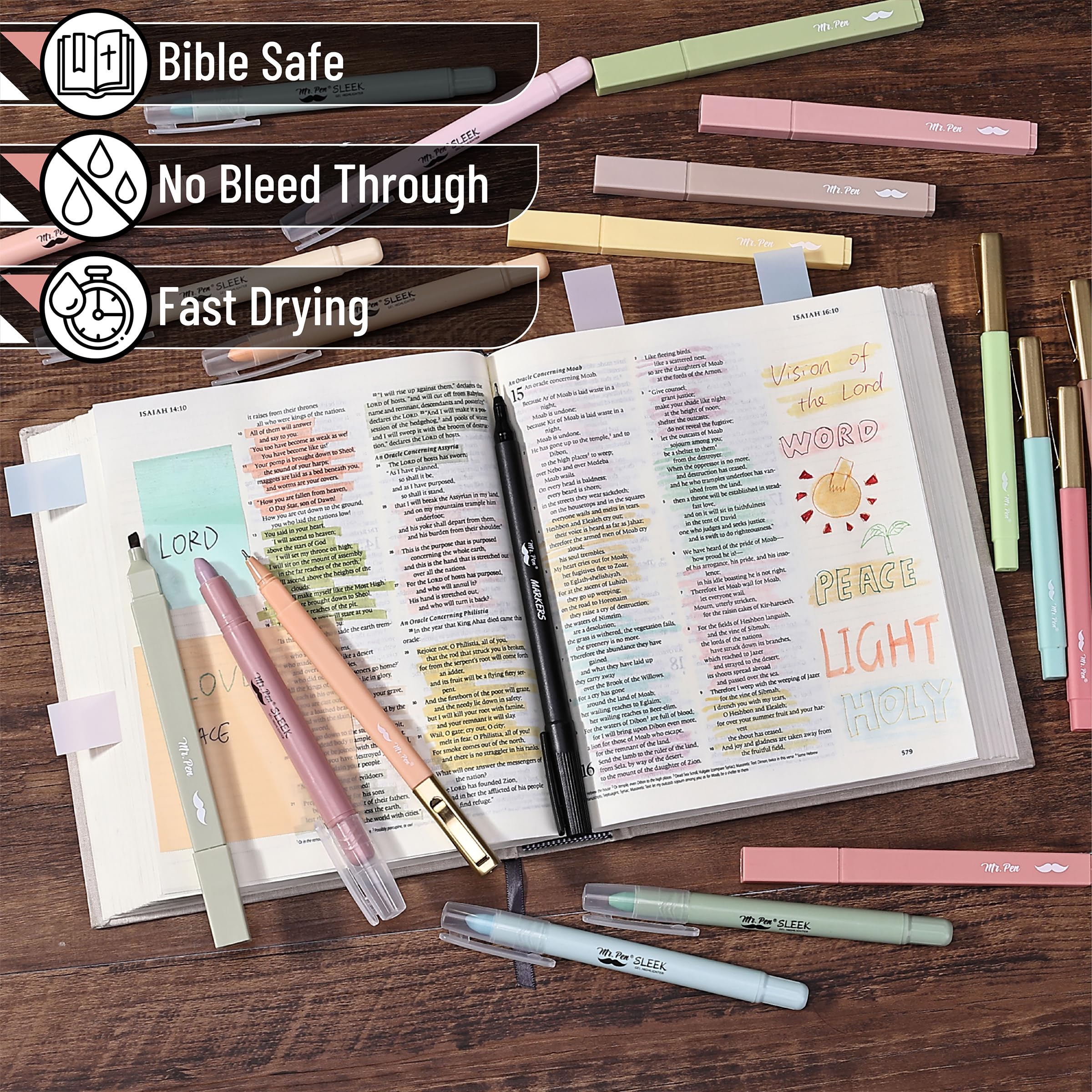 Mr. Pen Bible Journaling Kit - No Bleed Bible Highlighters & Pens Set for Bible Study, Scripture Note Taking - Perfect Gift for Mother's Day, Bible Study Tools for Women & Church Groups