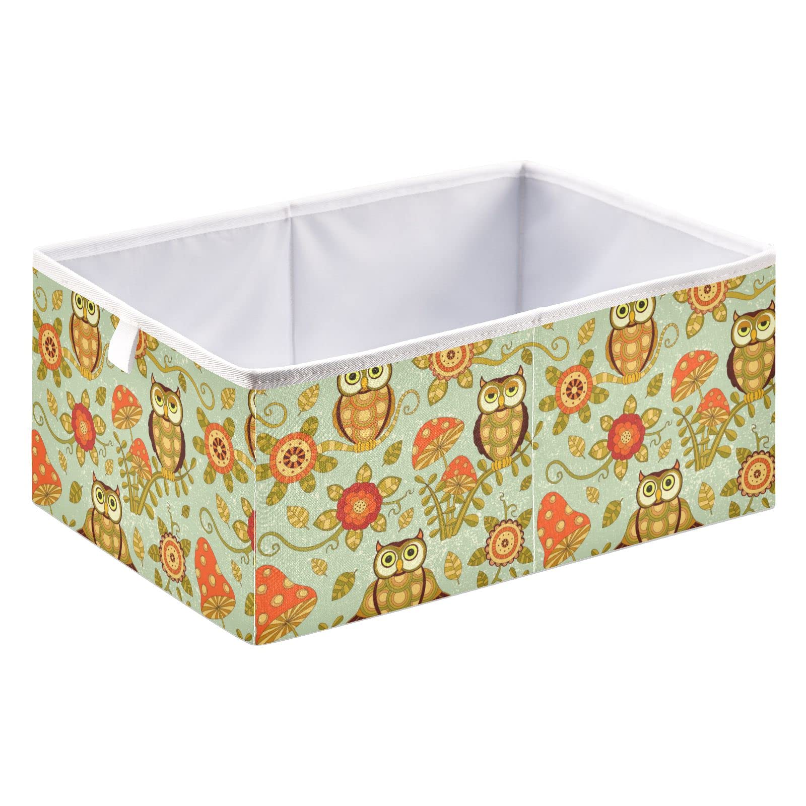 DOMIKING Foldable Storage Bins with Sturdy Handle - Decorative Flower & Owl Design Organization Baskets for Closet, Shelves, Bedroom - Perfect for Gift Wrapping, Home Decor & Holiday Storage