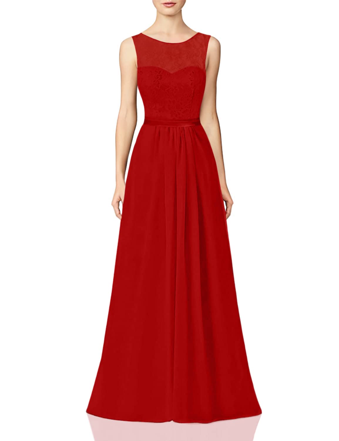 Elegant Long Lace Bridesmaid Dresses - A-Line Chiffon Formal Evening Gowns for Prom, Weddings & Special Occasions | Perfect for Bridal Party & Black Tie Events