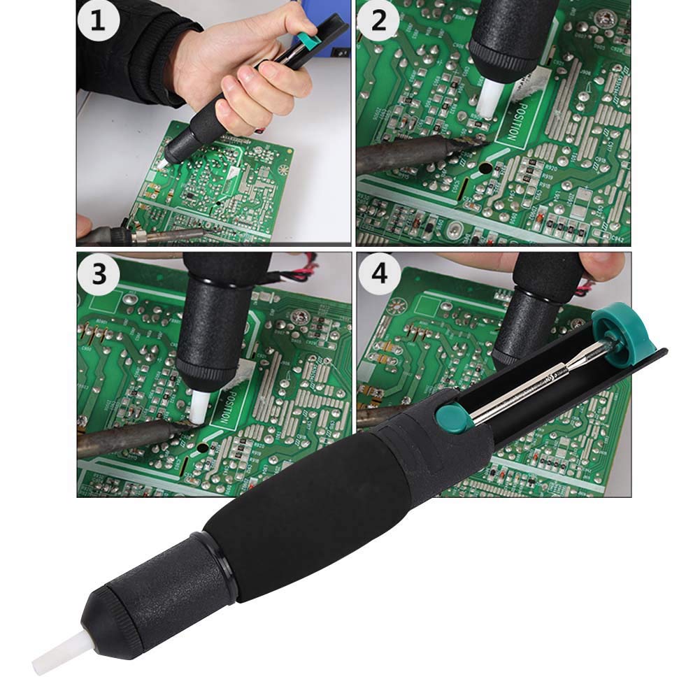 Professional Desoldering Pump & Solder Sucker Tool with Wick - Portable Vacuum Suction for Electronics Repair, DIY Projects, and PCB Maintenance (Gray) - Perfect for Removing Solder from Circuit Boards, Wires, and Components