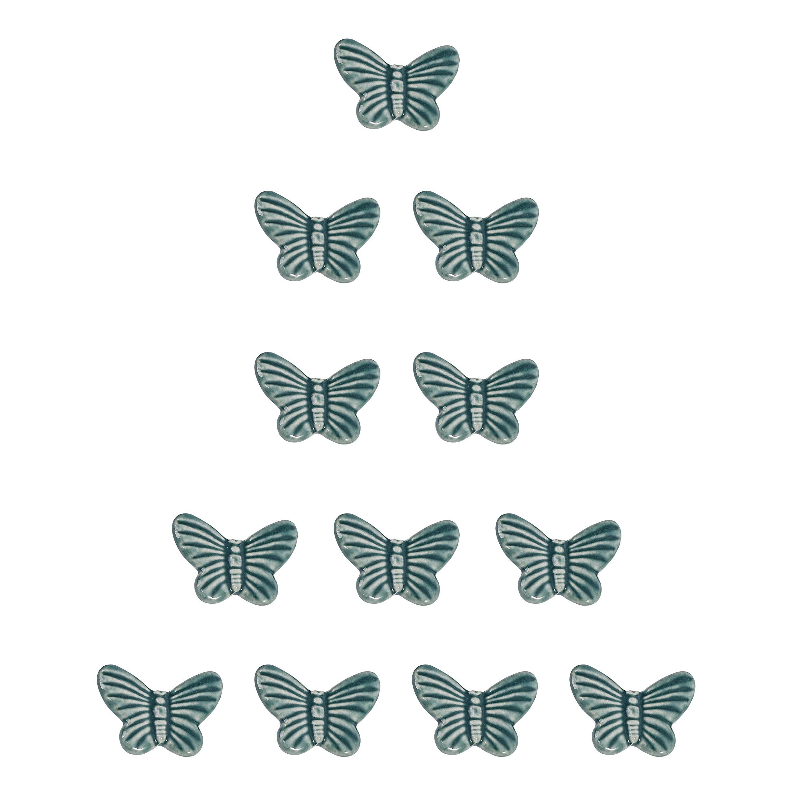Vintage Ceramic Butterfly Cabinet Knobs & Drawer Pulls - Set of 12 Dark Green Handles for Kitchen, Bathroom & Furniture Upgrade | Elegant Home Decor Hardware