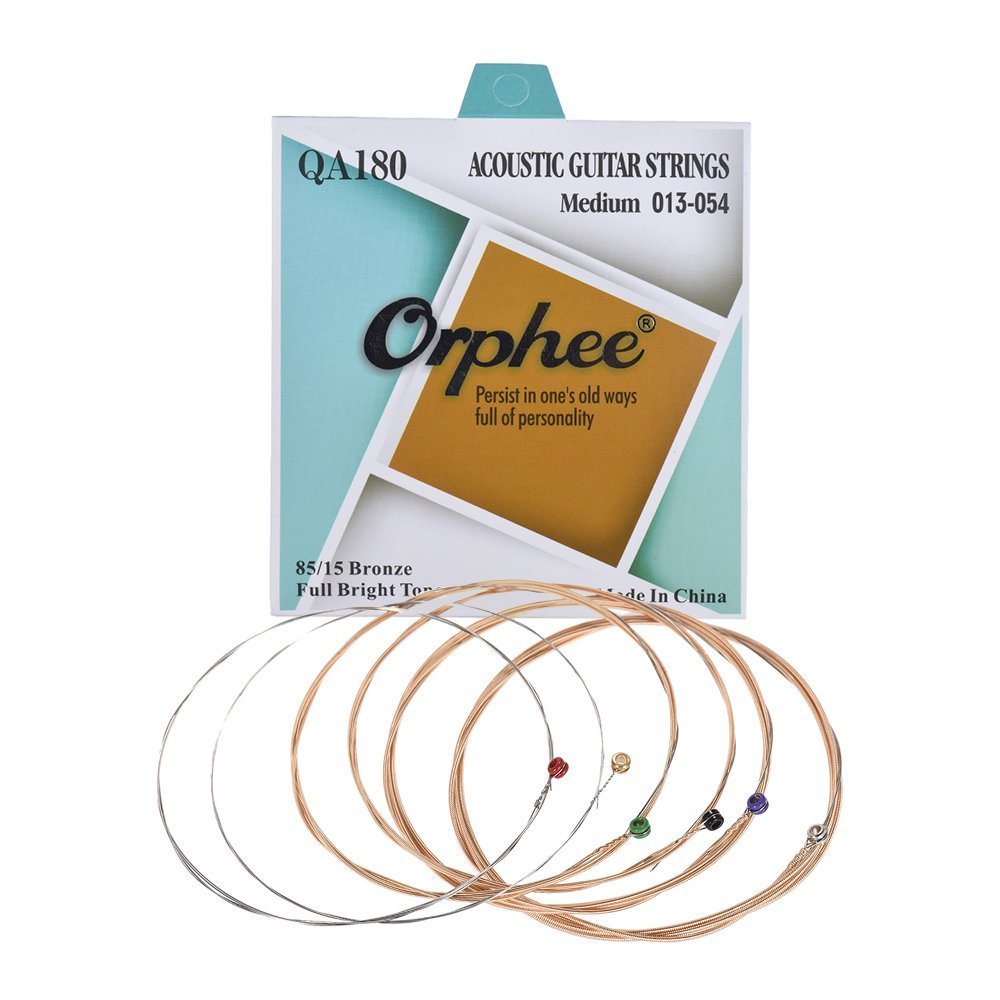 Orphee QA180 Acoustic Guitar Strings 6-Pack (.013-.054) - 85/15 Bronze Wound, Hexagonal Steel Core, Super Light Tension - Perfect for Folk, Country & Fingerstyle Playing