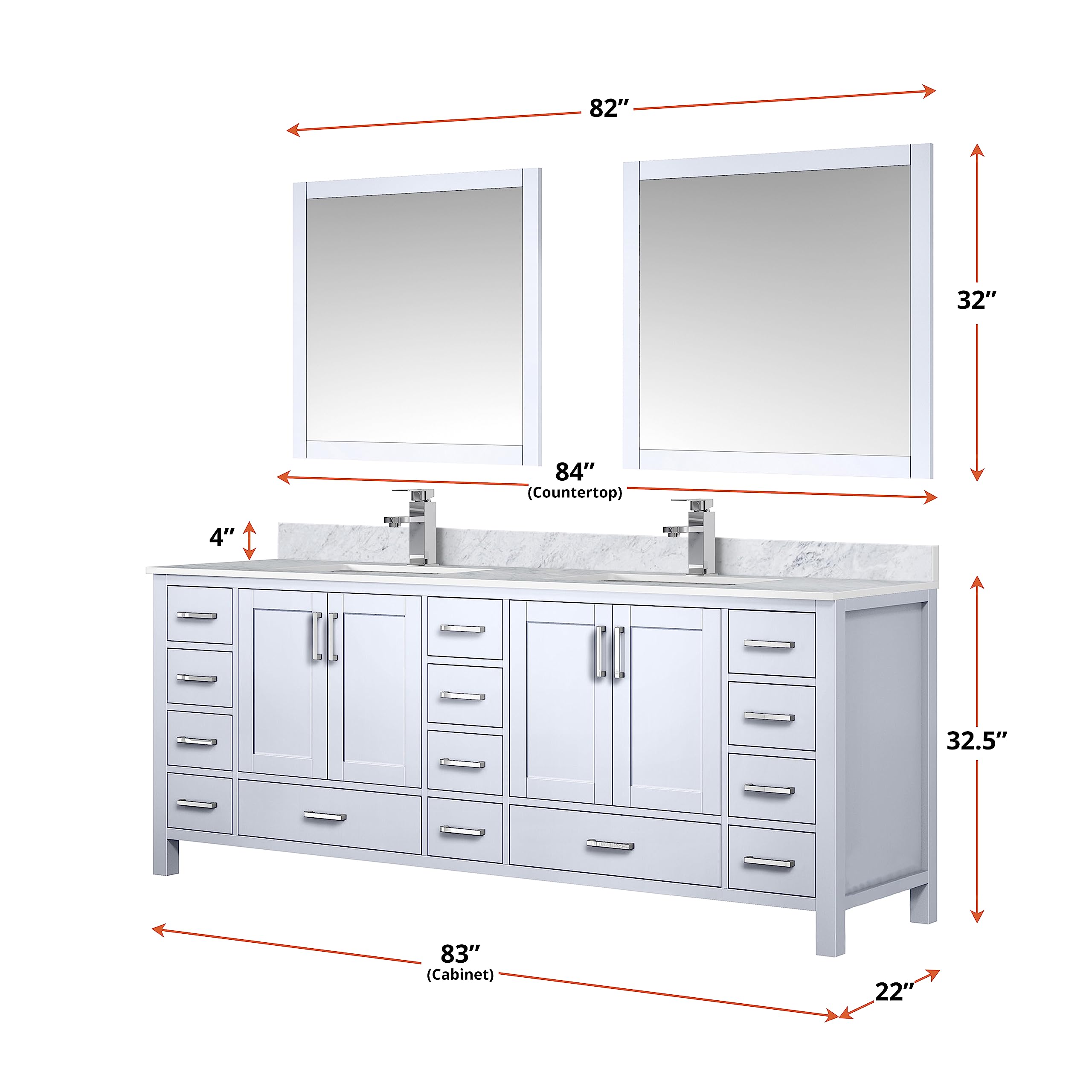 Big Sur 84 Inch Wide x 22 Inch Deep White Double Bathroom Vanity with Sink - Perfect for Master Bathroom Renovation and Modern Home Decor