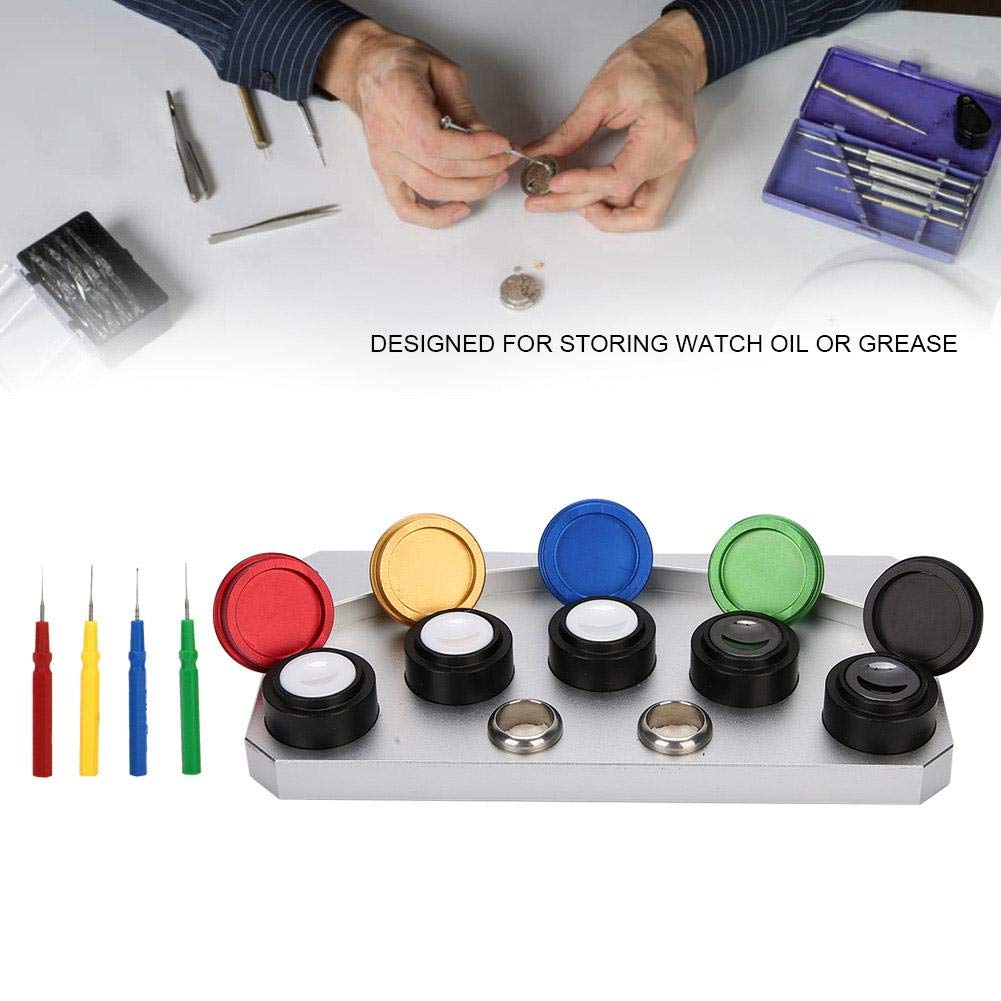 Professional Watch Oiler Set - Metal Watch Oil Dip Tool with Oil Dish & 4 Oil Pens | Precision Watch Repair Accessory for Watchmakers & Jewelers | Ideal for Watch Maintenance, Lubrication & DIY Repair Projects