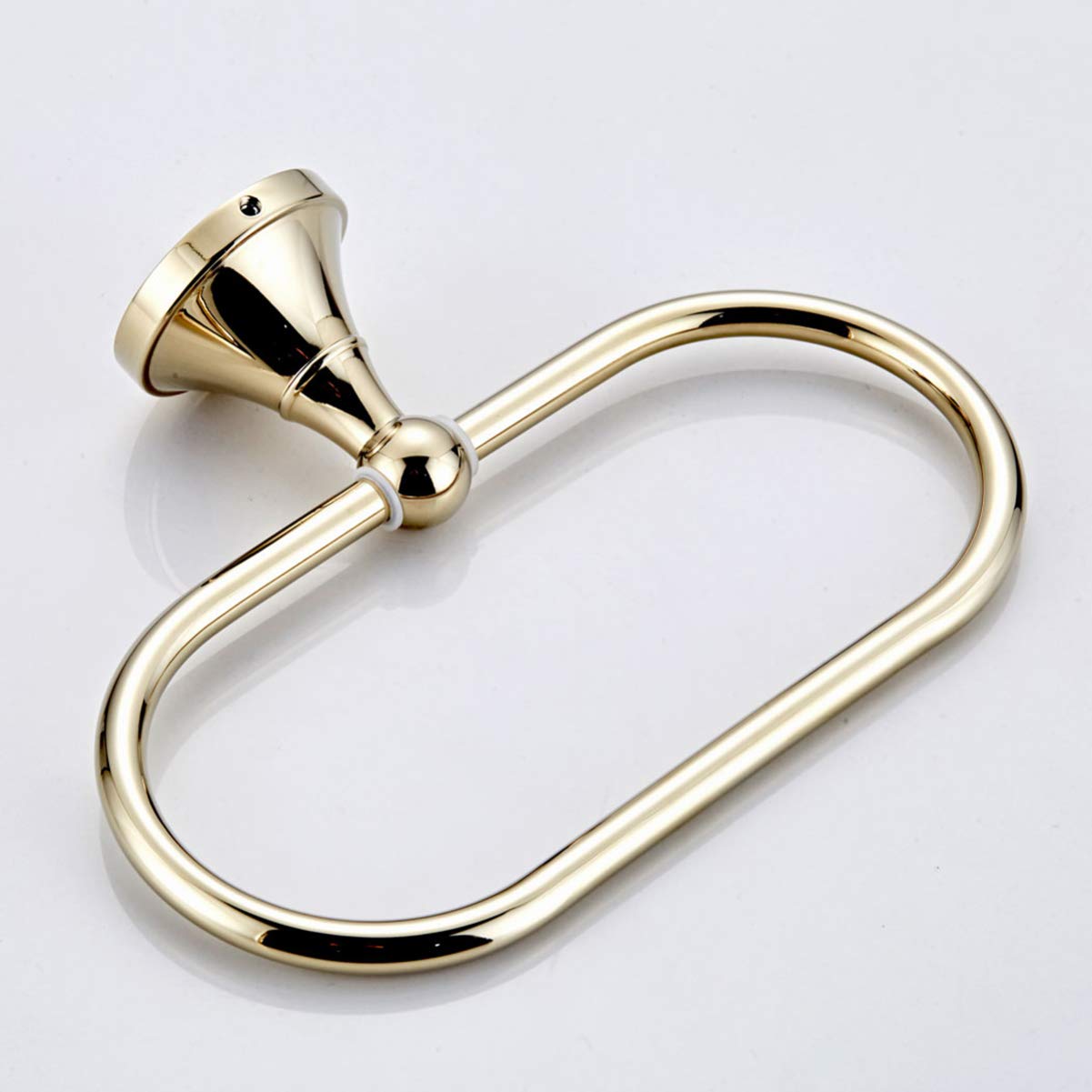 VOSAREA Oval Copper Towel Ring - Modern Chrome Bathroom Towel Holder for Toilet, Kitchen & Bathroom - Rust-Resistant Wall-Mounted Hanging Hook (Golden Finish) - Perfect for Spa, Guest Bath & Luxury Home Decor