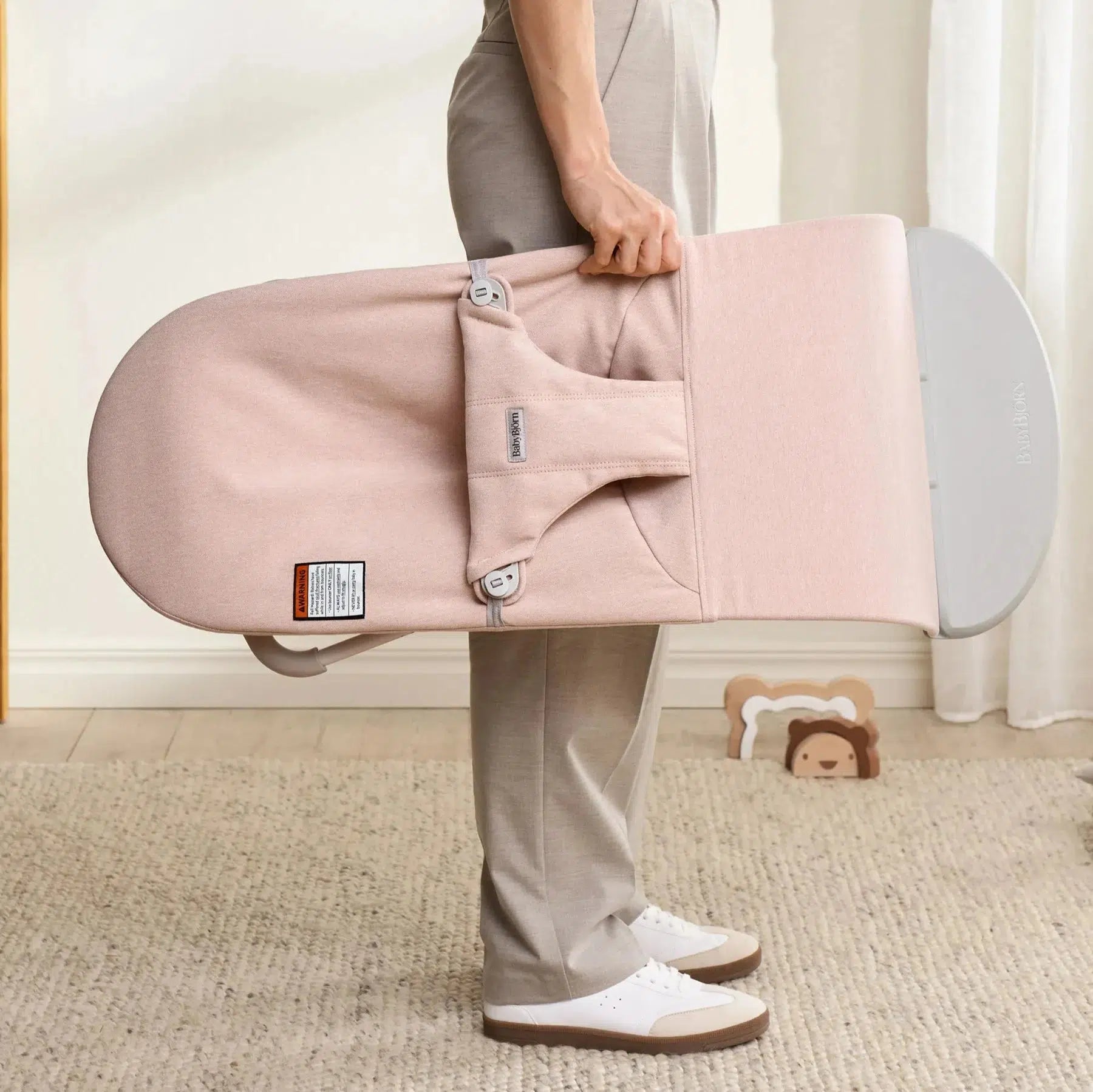 Baby Bjorn Bouncer Bliss Melange - Light Pink Baby Bouncer for Newborns & Infants | Soft & Comfortable Rocking Seat for Playtime, Feeding & Relaxation at Home