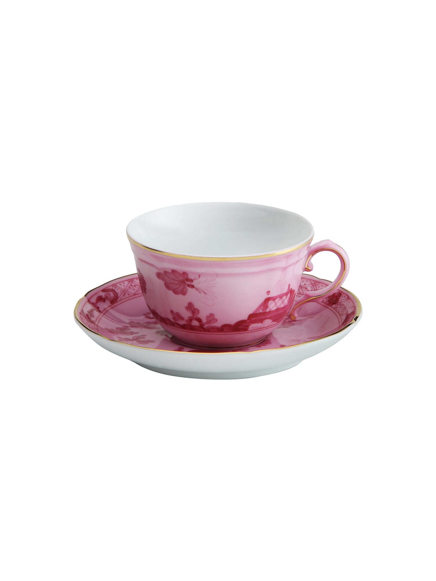 Oriente Italiano Porcelain Tea Cup and Saucer Set - Elegant Floral Design for Afternoon Tea, Coffee, or Gift Giving - Perfect for Home, Cafe, or Special Occasions