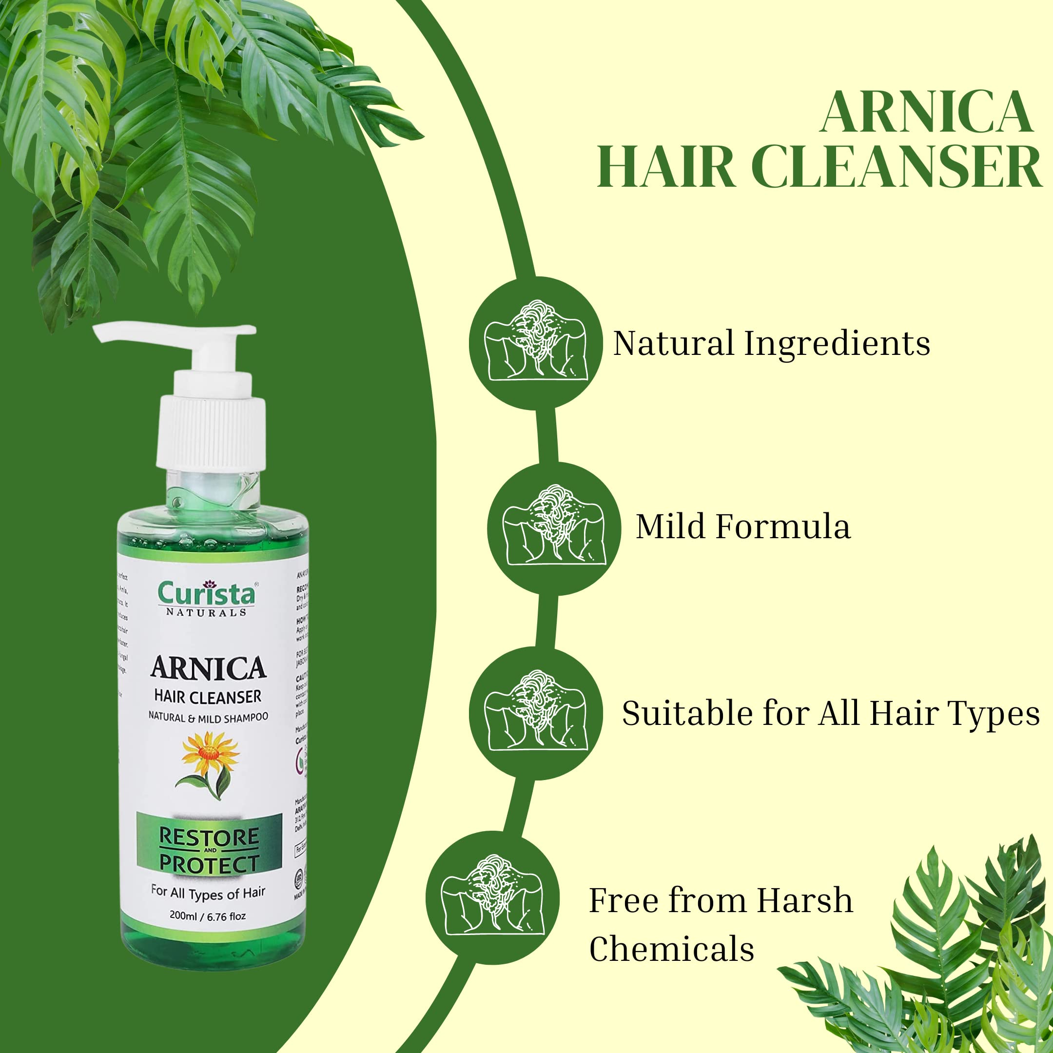 Curista Naturals Intense Repair Shampoo for Dry Damaged Hair - Strengthening & Hydrating Shampoo for Smooth Silky Strong Hair - 200ml Bottle - Perfect for Daily Hair Care & Salon Quality Results at Home