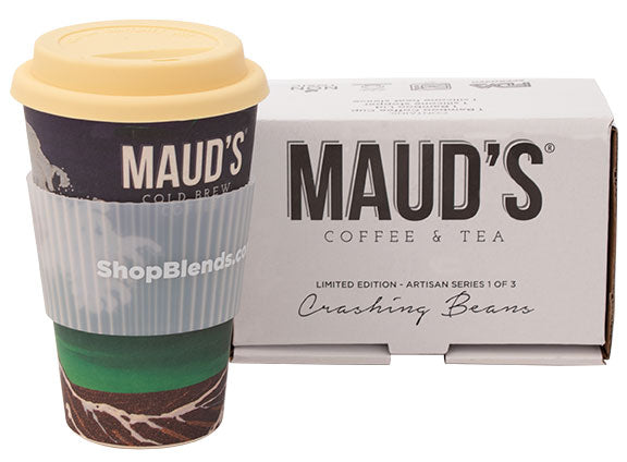 Premium Bamboo Travel Mug - Maud's Crashing Beans - Eco-Friendly Insulated Coffee Cup for Hot & Cold Drinks - Perfect for Commuting, Camping & Outdoor Adventures