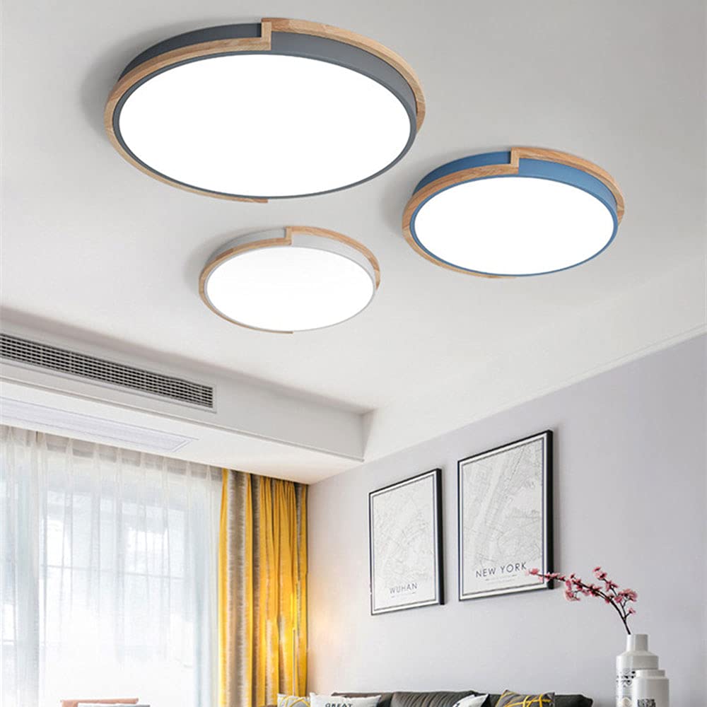 Ultra-Thin Round LED Ceiling Light Fixture - Modern Flush Mount White Light for Bedroom, Living Room, Balcony & Corridor - Energy Efficient Wood & Metal Design for Home & Office Lighting